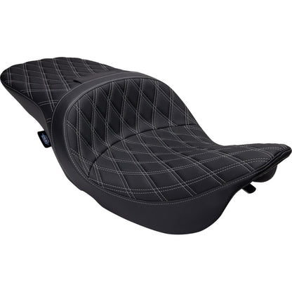 Drag Specialties Freedom Seat - Vinyl - Double Diamond Silver Stitch - FLH '97-'07 [MPN: 0801-1506]_1378788