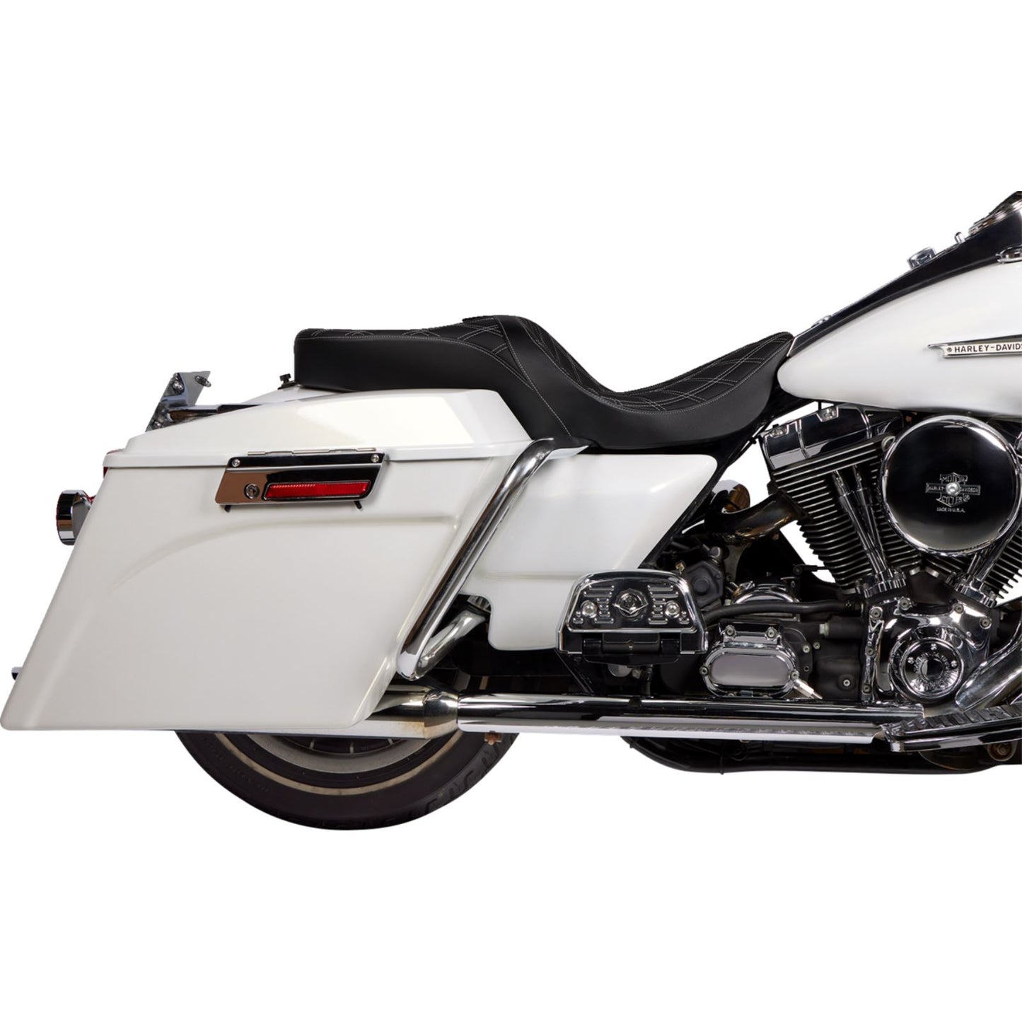 Drag Specialties Freedom Seat - Vinyl - Double Diamond Silver Stitch - FLH '97-'07 [MPN: 0801-1506]_1378789