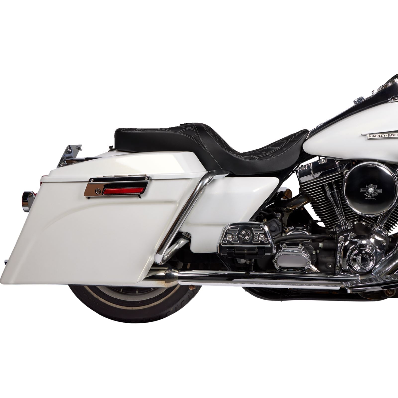 Drag Specialties Freedom Seat - Vinyl - Double Diamond Silver Stitch - FLH '97-'07 [MPN: 0801-1506]_1378789