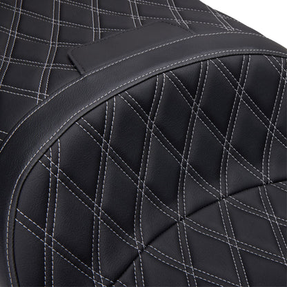 Drag Specialties Freedom Seat - Vinyl - Double Diamond Silver Stitch - FLH '97-'07 [MPN: 0801-1506]_1378791