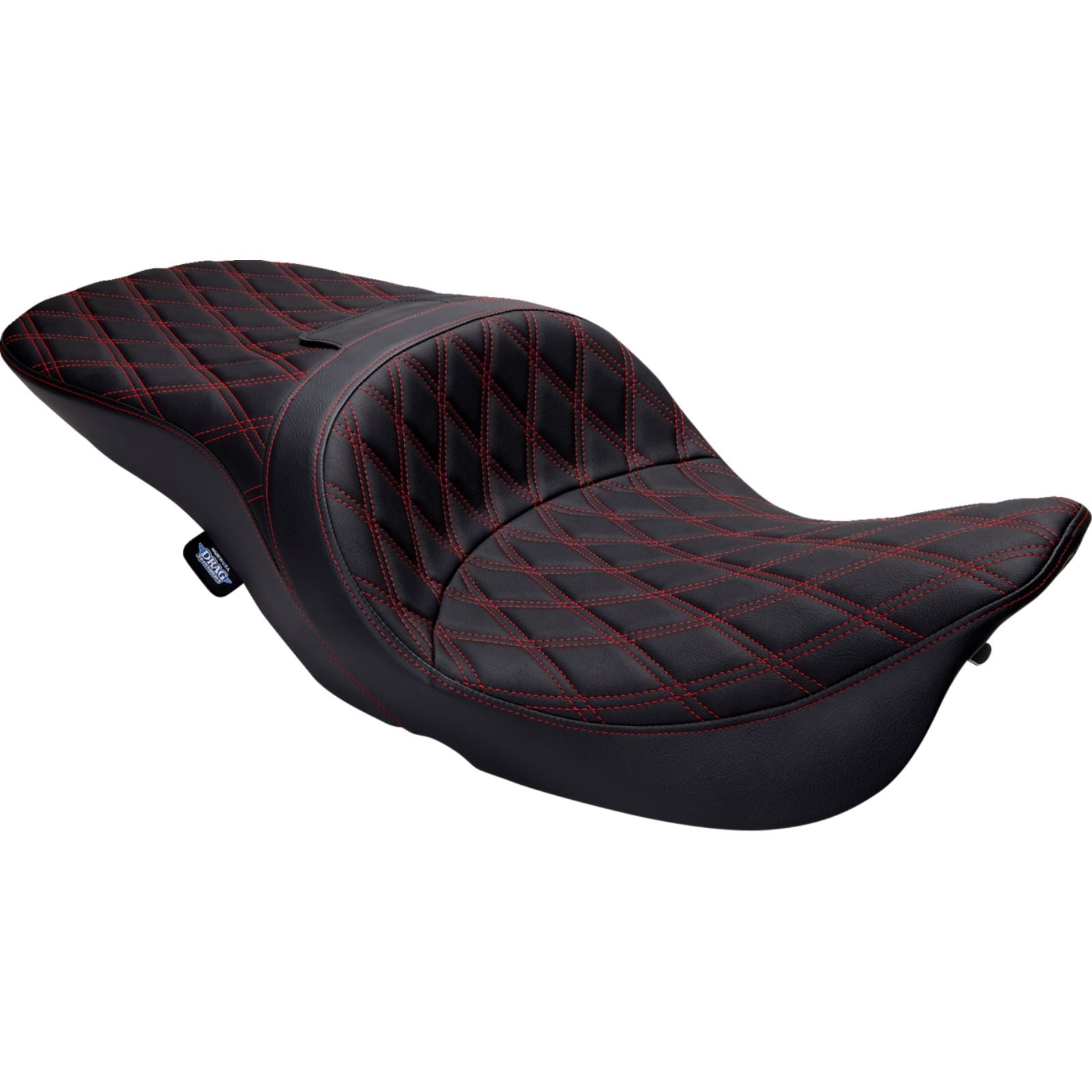 Drag Specialties Freedom Seat - Vinyl - Double Diamond Red Stitch - FLH '97-'07 [MPN: 0801-1507]_1378792