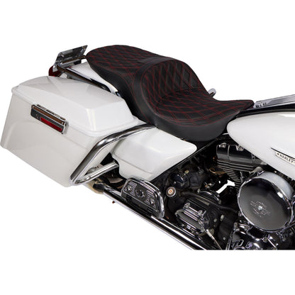 Drag Specialties Freedom Seat - Vinyl - Double Diamond Red Stitch - FLH '97-'07 [MPN: 0801-1507]_1378794