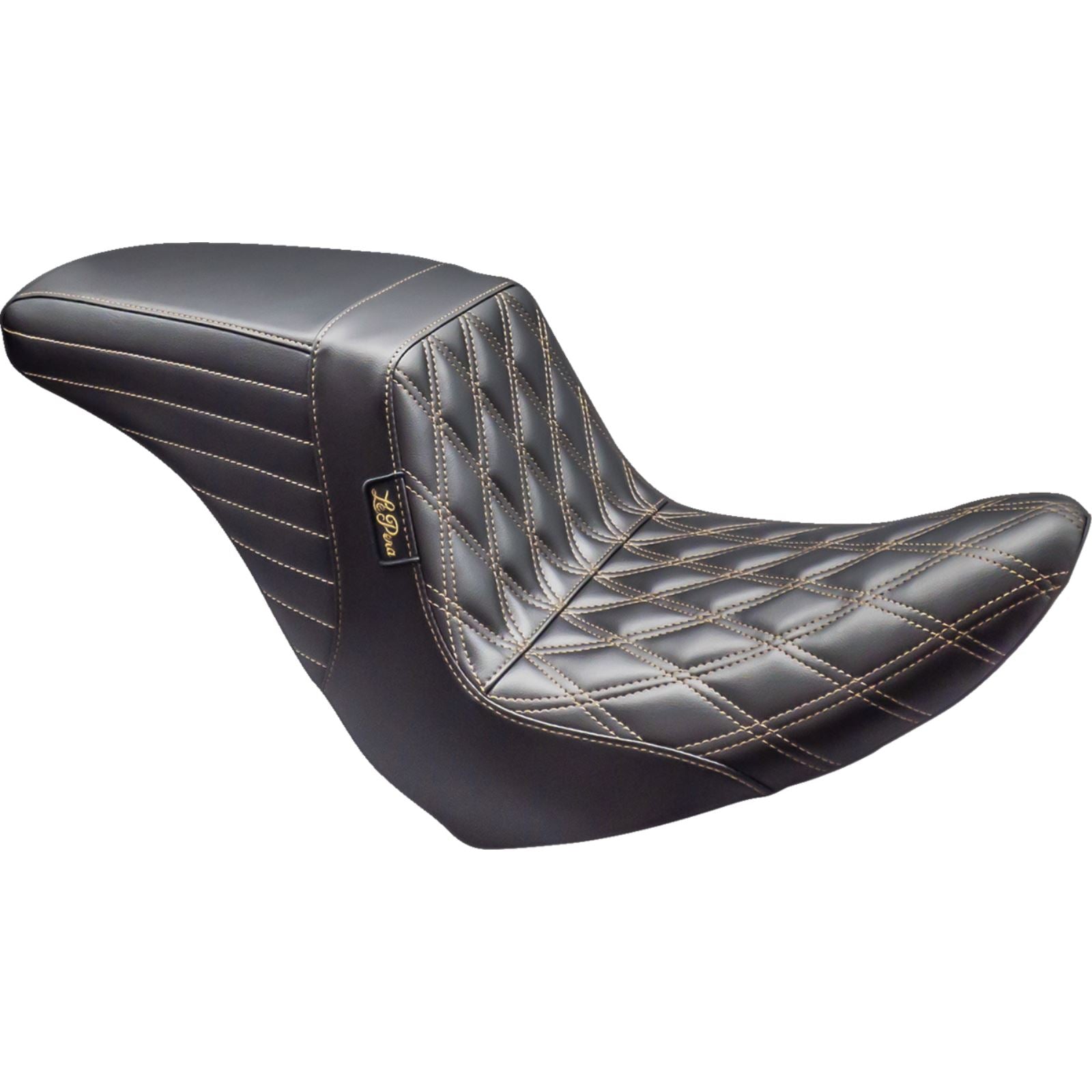 Le Pera Kickflip Up Front Seat Double Diamond with Chestnut Thread Black LYRU-590DD-CHET_1380549