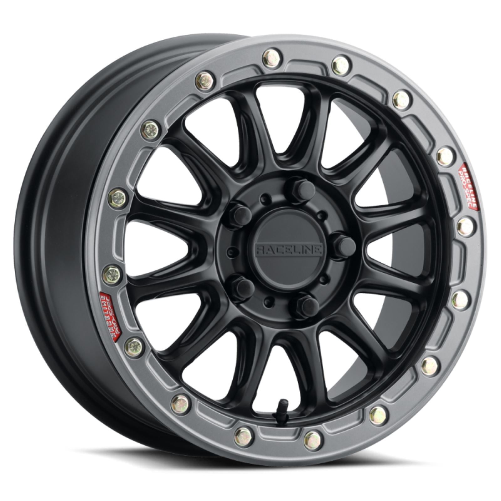 Raceline Wheel - Alpha - Front/Rear - Black/with Gun Metal Ring A14BG-51012+25_1696286