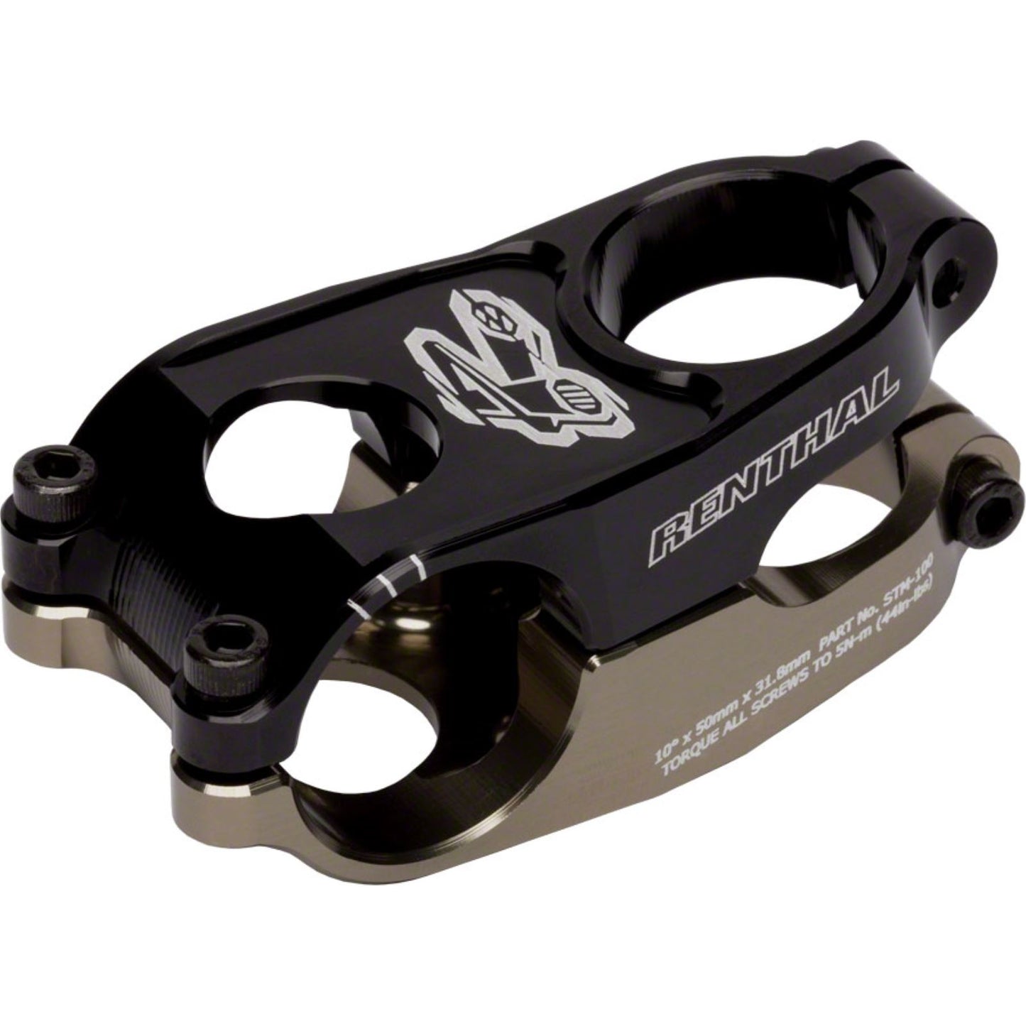 Renthal Duo Stem - 50mm - 31.8 Clamp +/-10 - 1 1/8" - Aluminum - Black/Gold [MPN: STM100-BKAG]_1433578