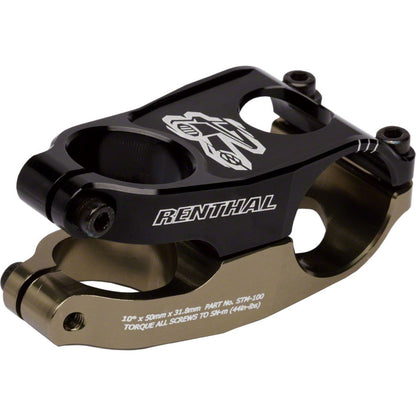Renthal Duo Stem - 50mm - 31.8 Clamp +/-10 - 1 1/8" - Aluminum - Black/Gold [MPN: STM100-BKAG]_1433507