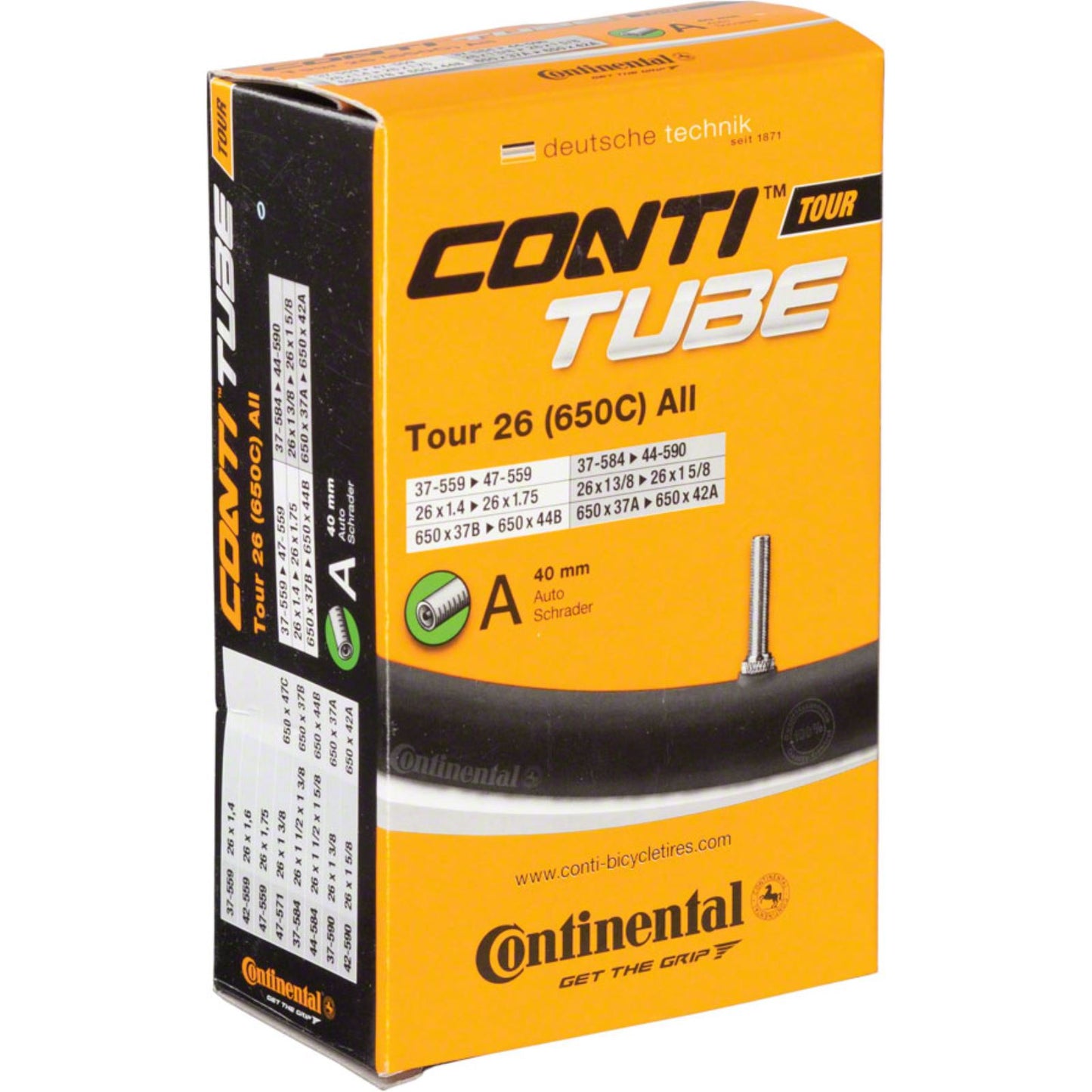 Continental Tire - Bicycle Standard Tube - 26 x 1.4 - 1.75, 40mm Schrader Valve [MPN: C1500376]_1410065