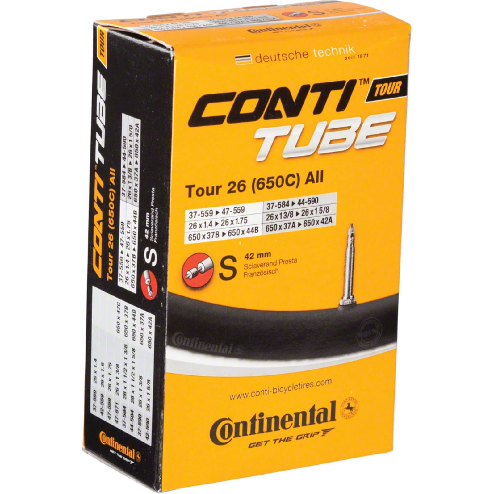 Continental Tire - Bicycle Standard Tube - 26 x 1.4 - 1.75, 42mm Presta Valve [MPN: C1500476]_1410066