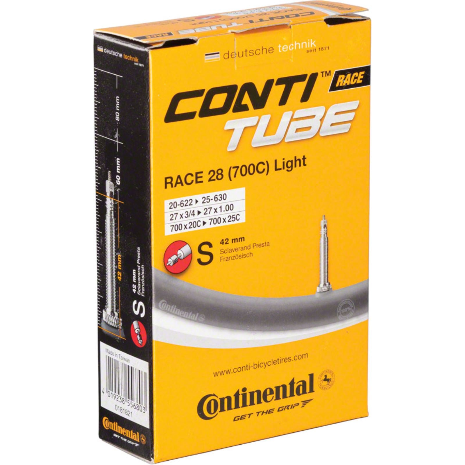 Continental Tire - Bicycle Light Tube - 700 x 20 - 25mm, 42mm Presta Valve [MPN: C1502026]_1410034