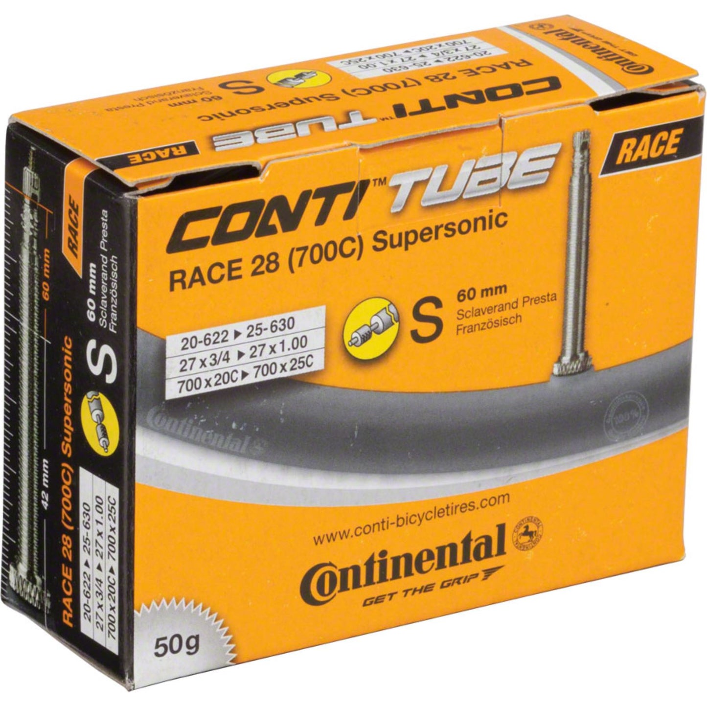 Continental Tire - Bicycle Supersonic Tube - 700 x 20 - 25mm, 60mm Presta Valve [MPN: C1502235]_1410038