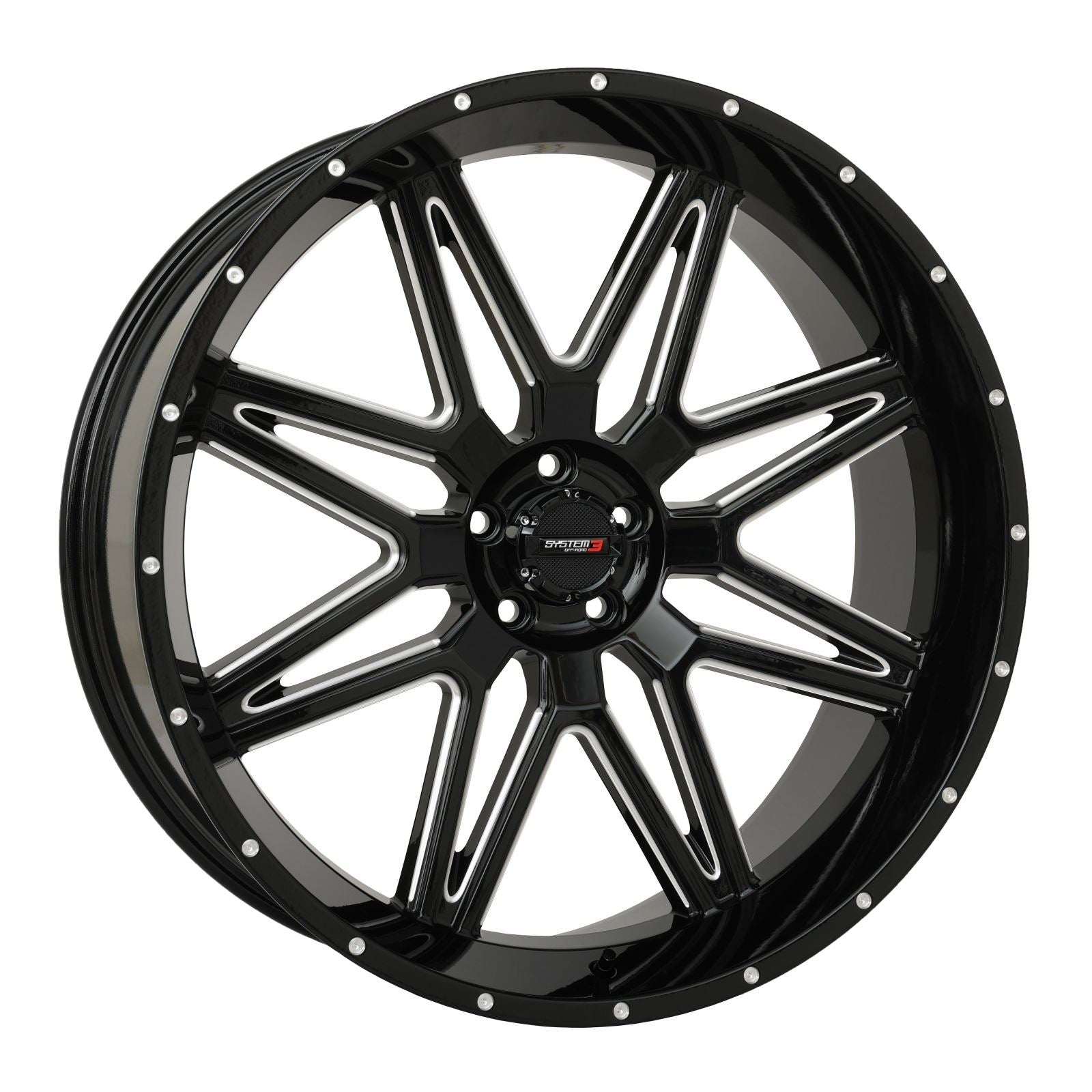 System 3 ST7 Wheel - 24X9 5+4 (0mm) 5/4.5 - Gloss Black Milled [MPN: 24S3-7255]_1403767