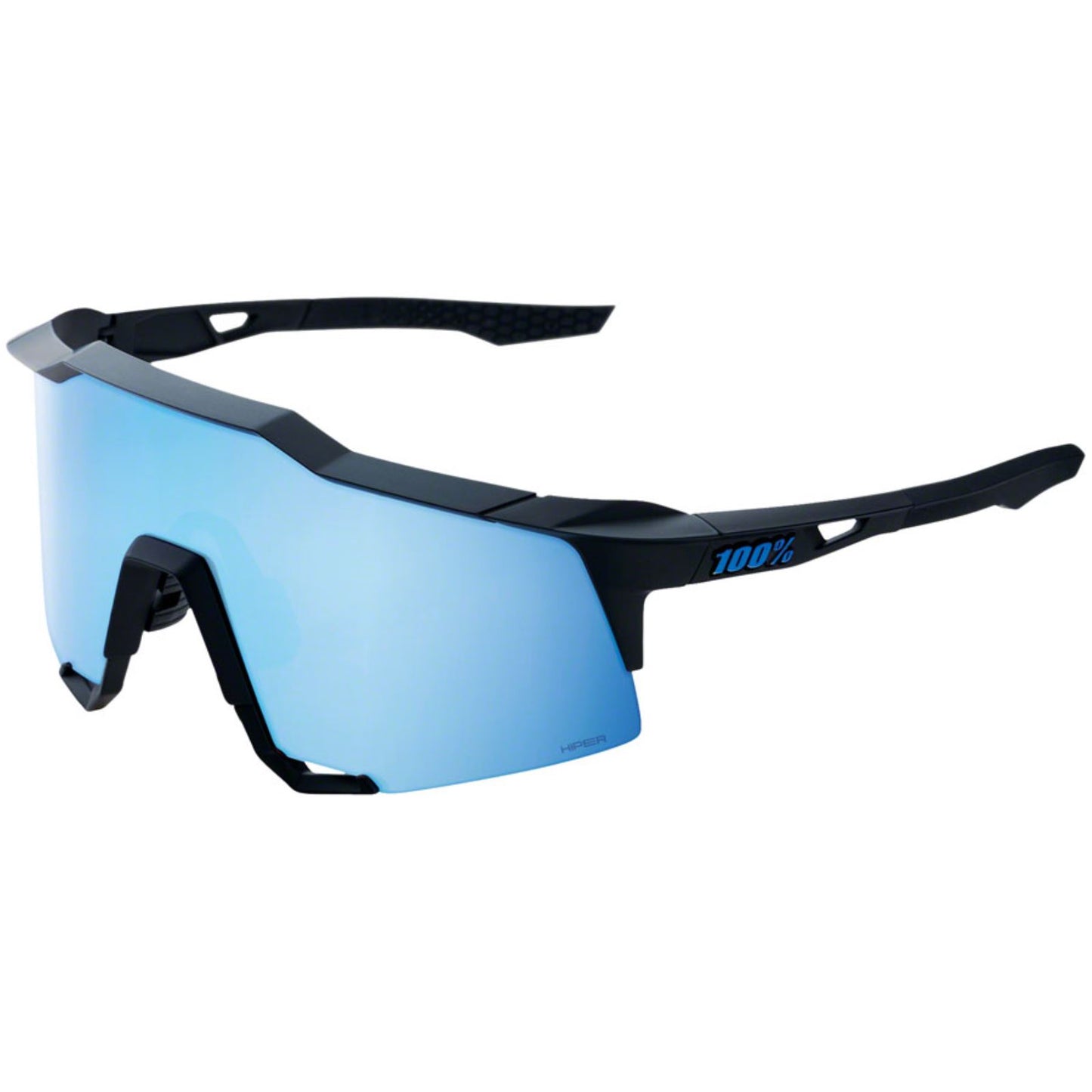100% Speedcraft Sunglasses - Matte Black - HiPER Blue Mirror Lens 60007-00004_1417253