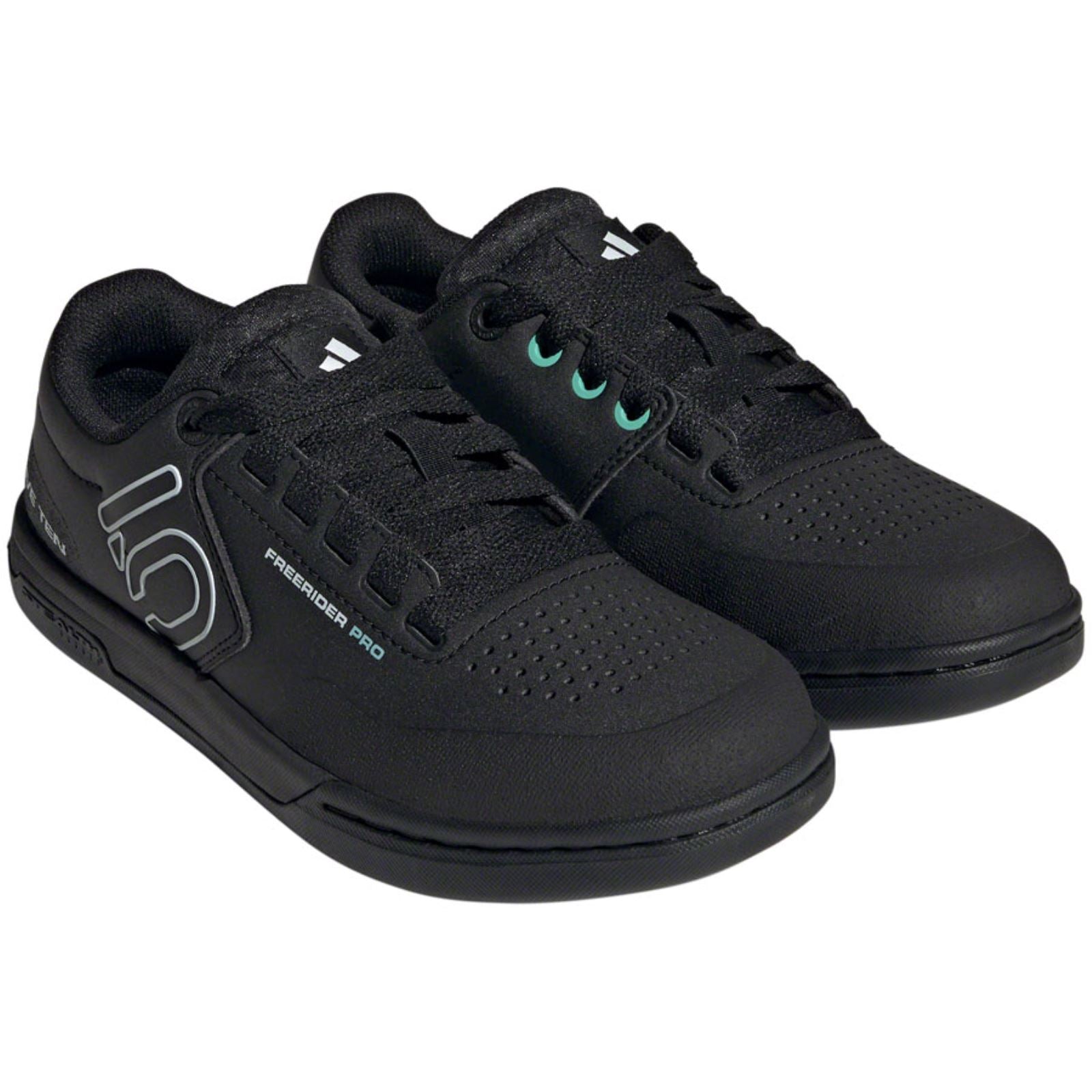 Five Ten Freerider Pro Flat Shoes - Women's - Black/White/Acid Mint - Size 5 [MPN: IF7438-5]_1428474