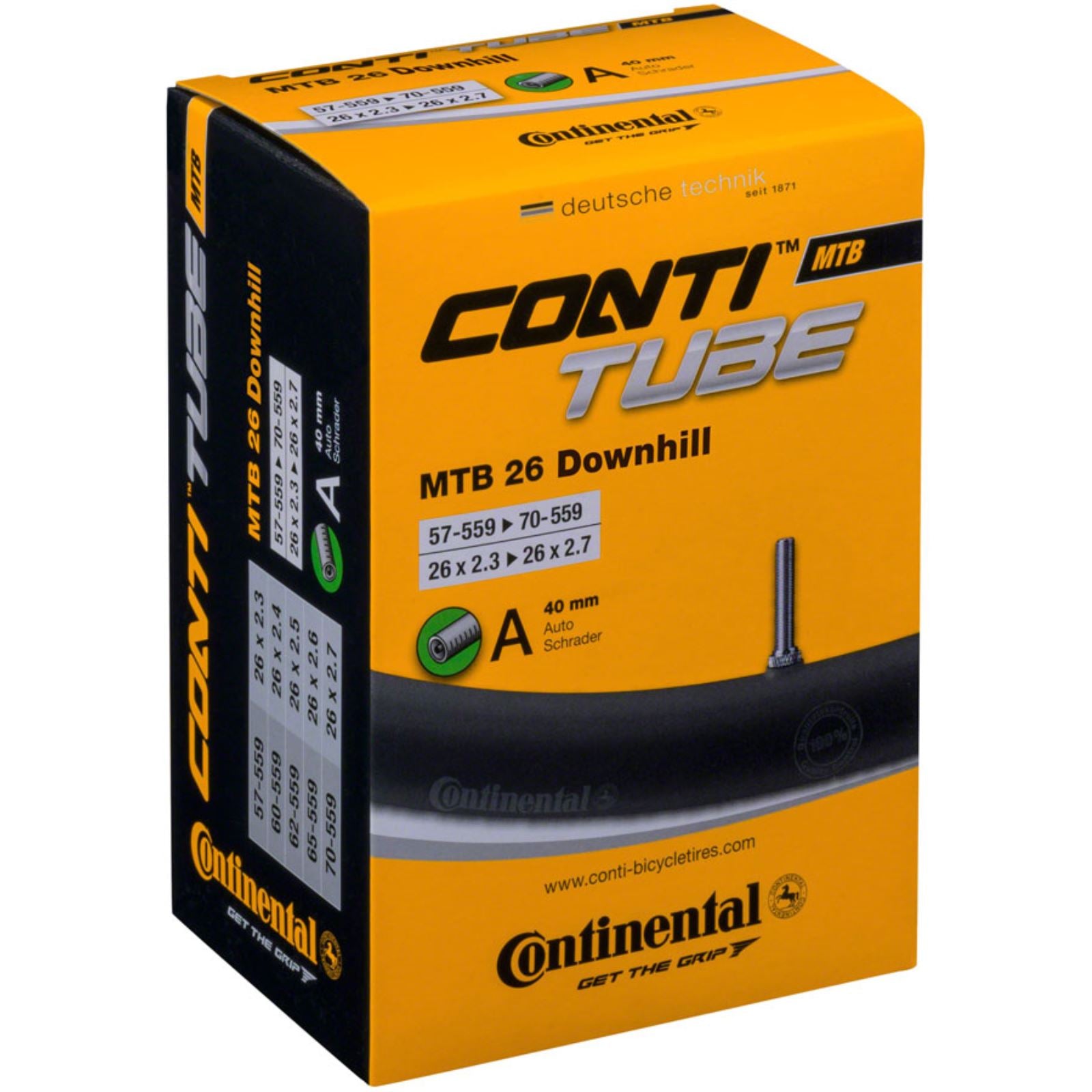 Continental Tire - Bicycle Standard Tube - 26 x 2.5 - 2.7, 40mm Schrader Valve [MPN: C1500828]_1410720