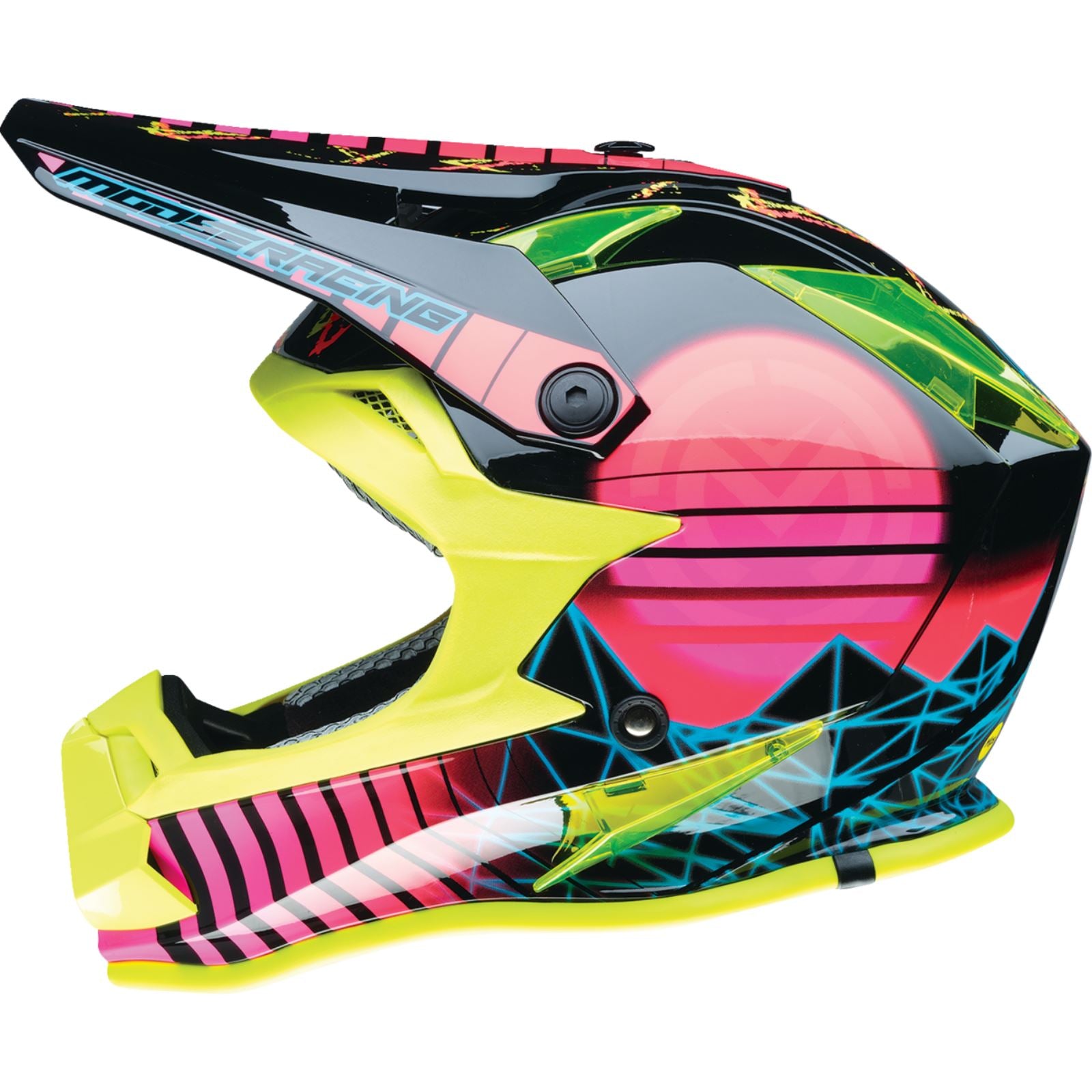 Moose Offroad Youth F.I. Helmet - Vaporwave - MIPS® - Black/Pink/Yellow - Medium 0111-1615_1398278