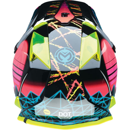 Moose Offroad Youth F.I. Helmet - Vaporwave - MIPS® - Black/Pink/Yellow - Medium 0111-1615_1398277