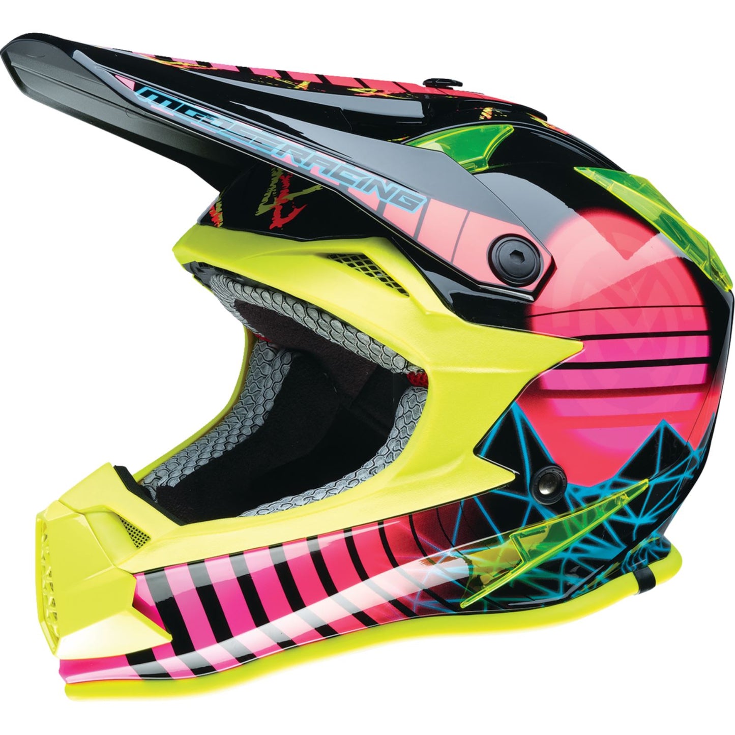 Moose Offroad Youth F.I. Helmet - Vaporwave - MIPS® - Black/Pink/Yellow - Large 0111-1616_1398274