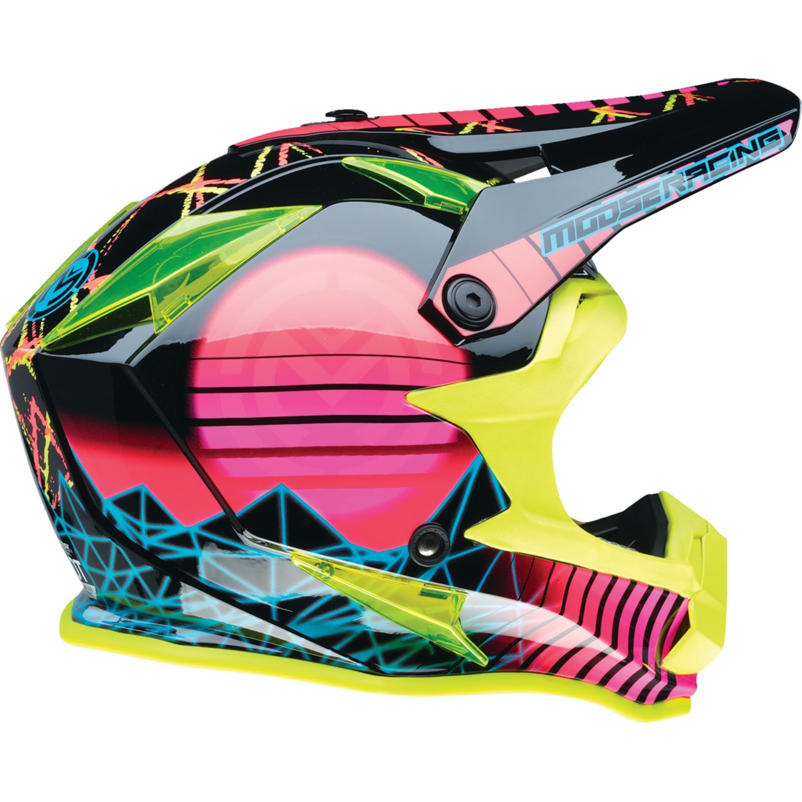 Moose Offroad Youth F.I. Helmet - Vaporwave - MIPS® - Black/Pink/Yellow - Large 0111-1616_1398284