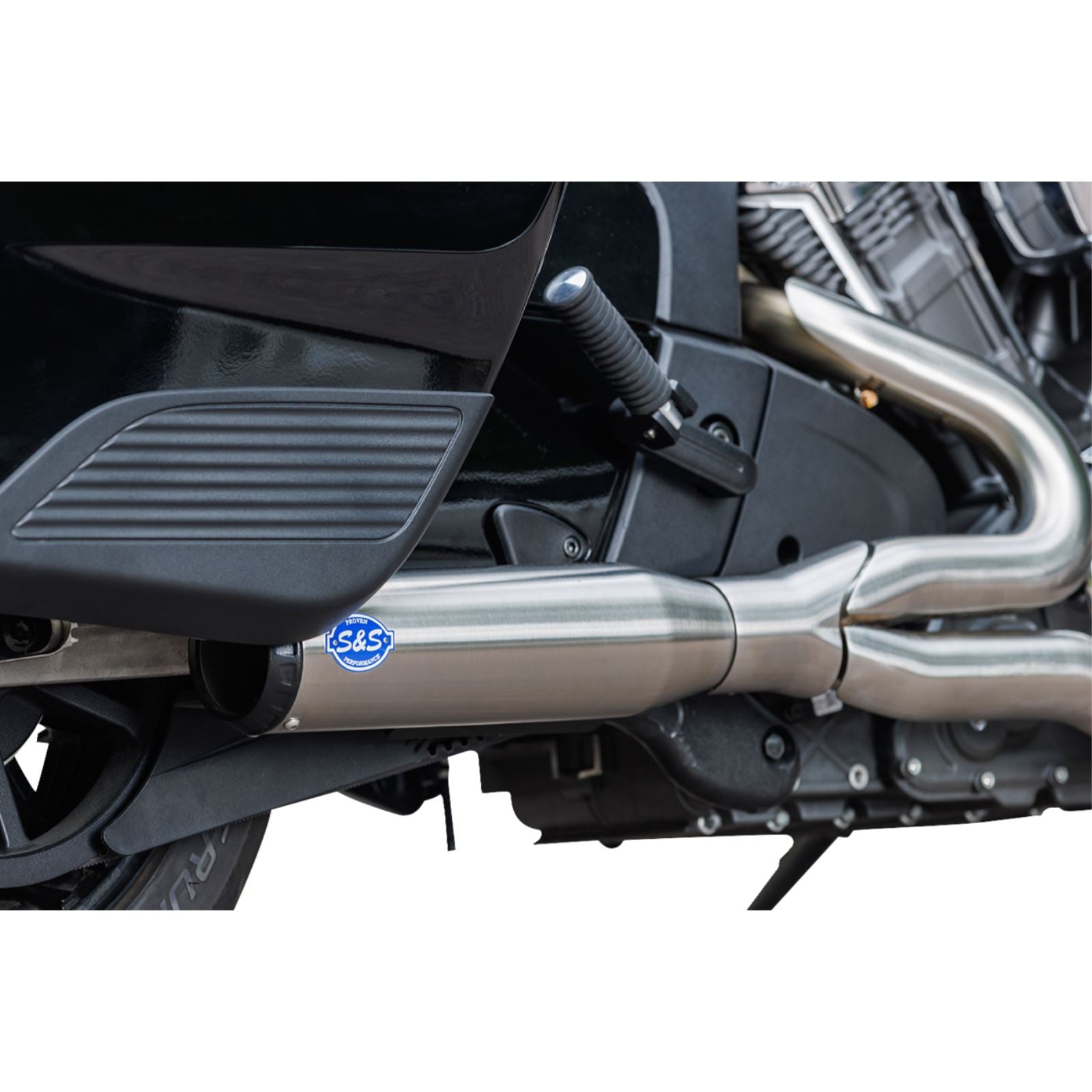 S&S Cycle 2-into-1 Qualifier Exhaust System - Race Only - Brushed Stainless Steel 550-1082_1395060