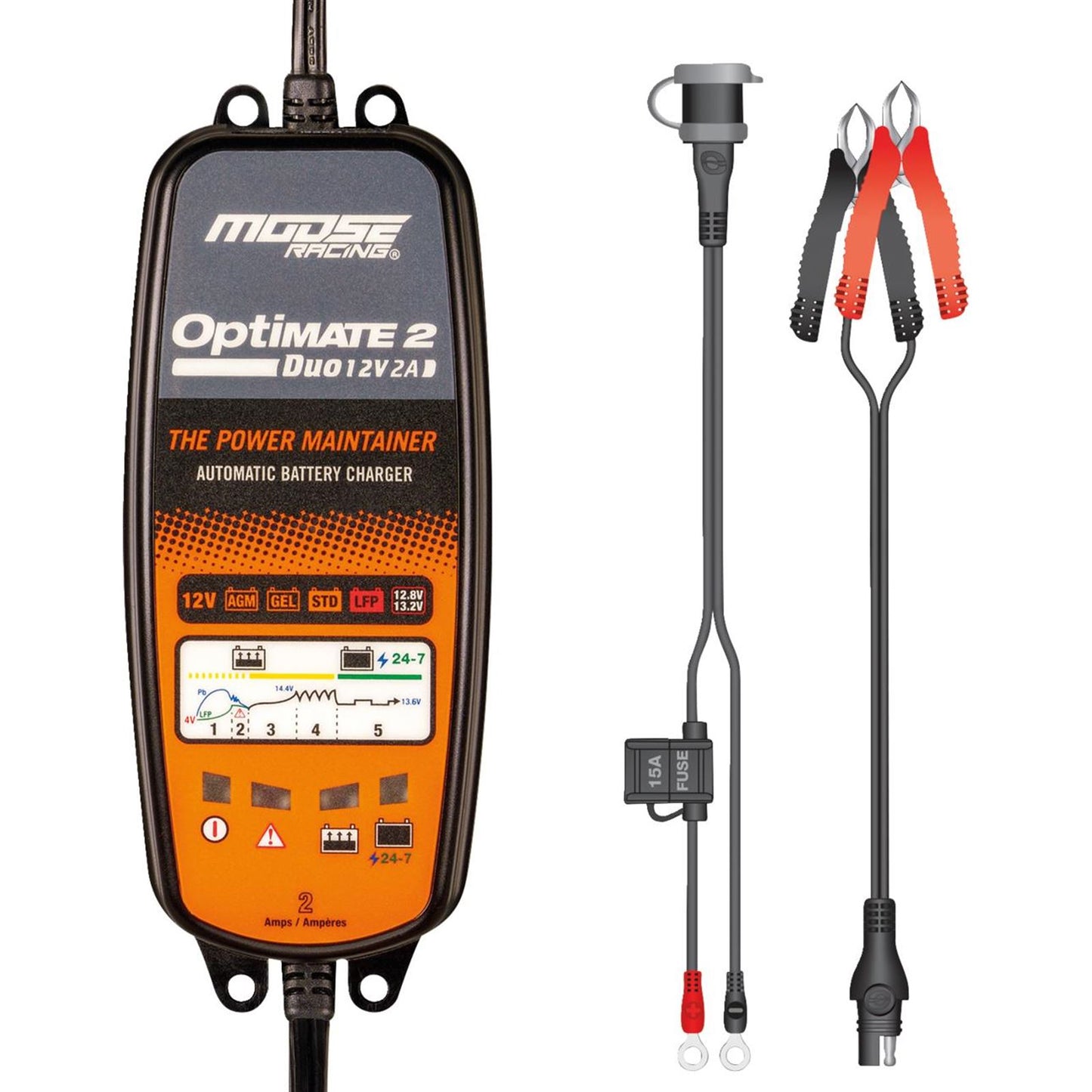 Moose Offroad Battery - 12V Charger/Maintainer - Optimate 2 Duo TM-555_1488466