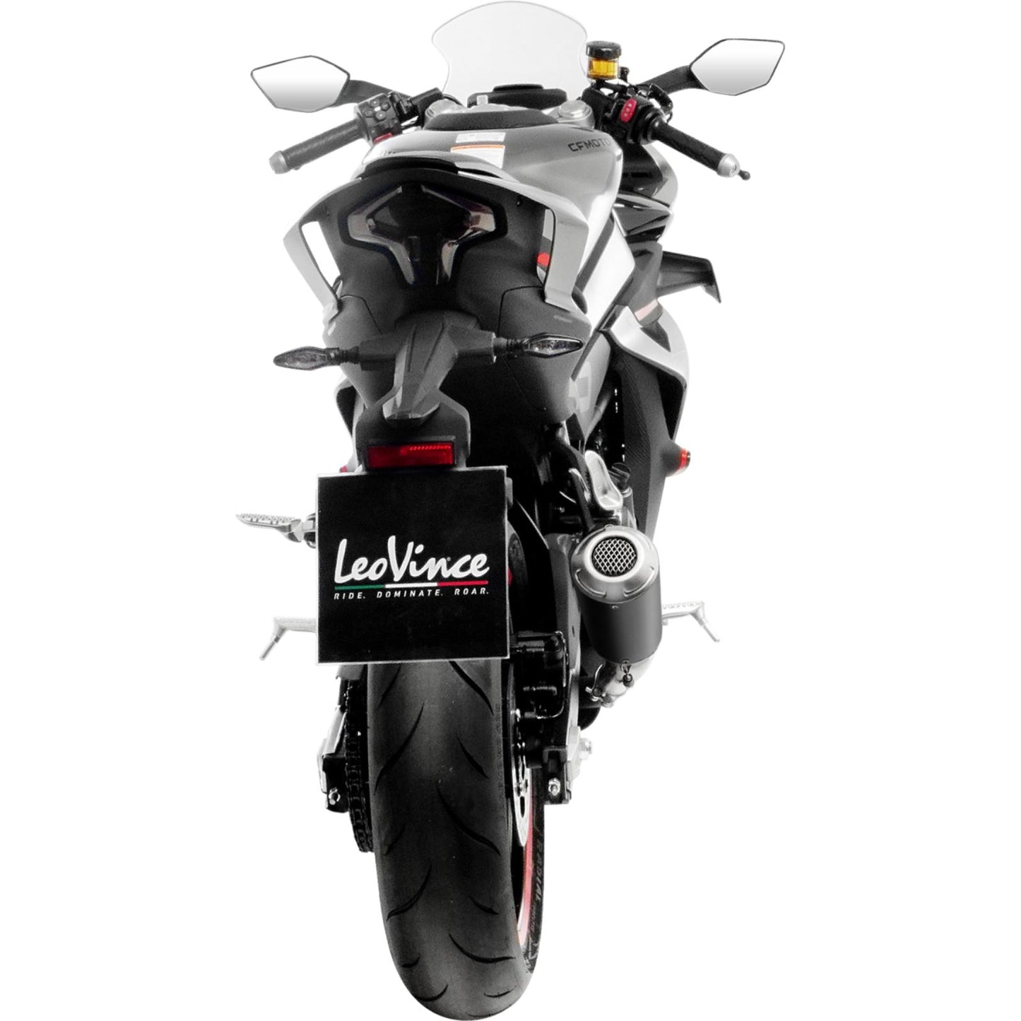 LeoVince LV-10 Slip-On Muffler - Black - Stainless Steel for 23-24 CFMOTO 450SS [MPN: 15265BU]_1400416
