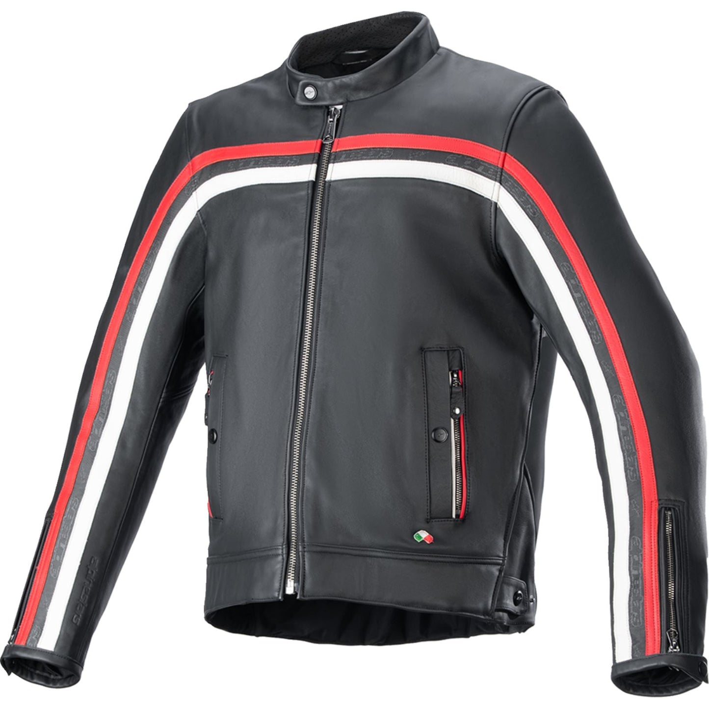 Alpinestars Dyno Leather Jacket - Black/Ruby Red/Ecru_1401665