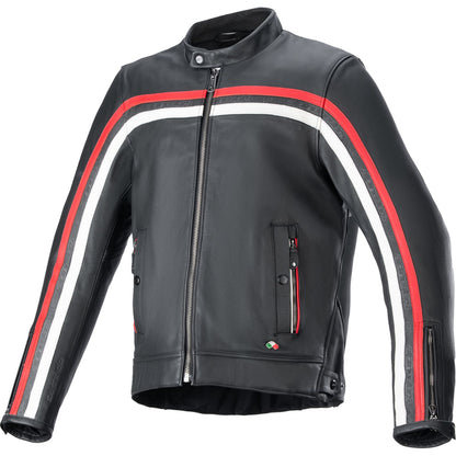 Alpinestars Dyno Leather Jacket - Black/Ruby Red/Ecru_1401665
