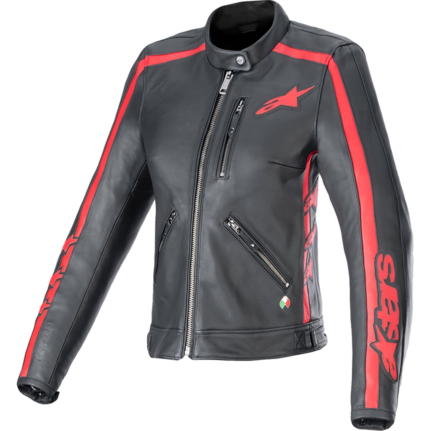 Alpinestars Stella Dyno Leather Jacket - Black/Haute Red_1401726