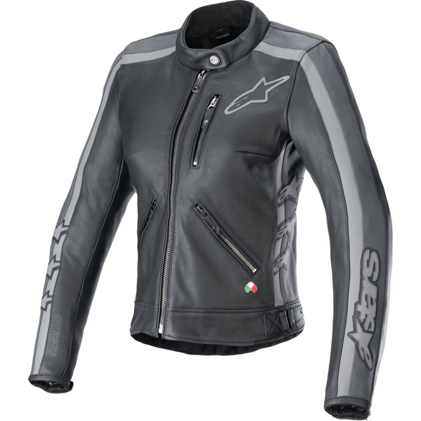 Alpinestars Stella Dyno Leather Jacket - Black Tar Gray/Dark Gray_1401707