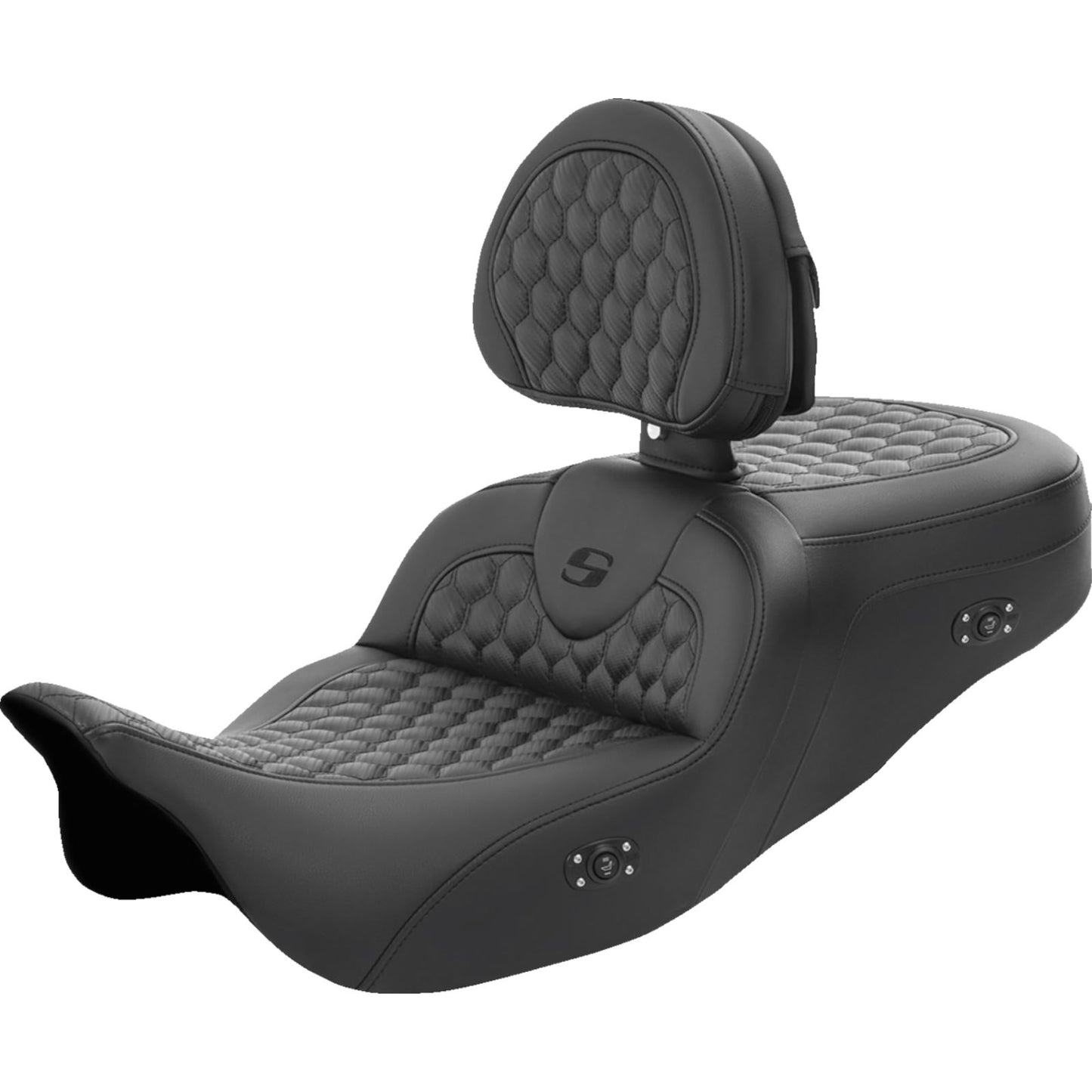 Saddlemen RoadSofa™ Seat - Honeycomb - with Backrest - Heated - FL '08-'23 808-07B-189BRHC_1409081