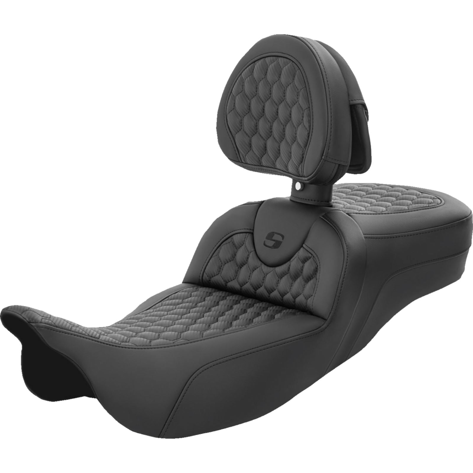 Saddlemen RoadSofa™ Seat - Honeycomb w/Backrest - Extended Reach FL '08-'23 808-07B-190BR_1409083