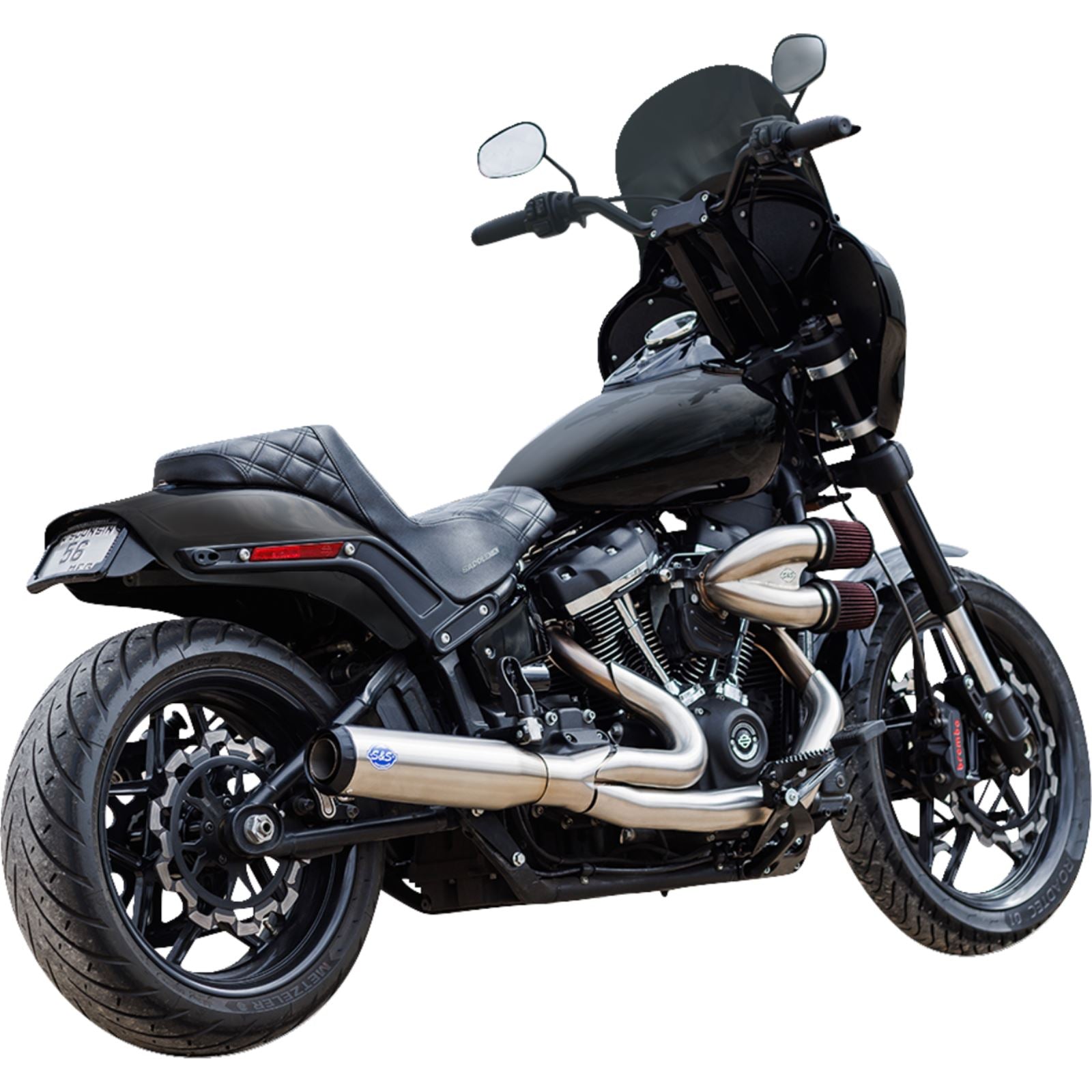 S&S Cycle 2-into-1 Qualifier Exhaust System - Race Only - Silver 550-1105_1409055