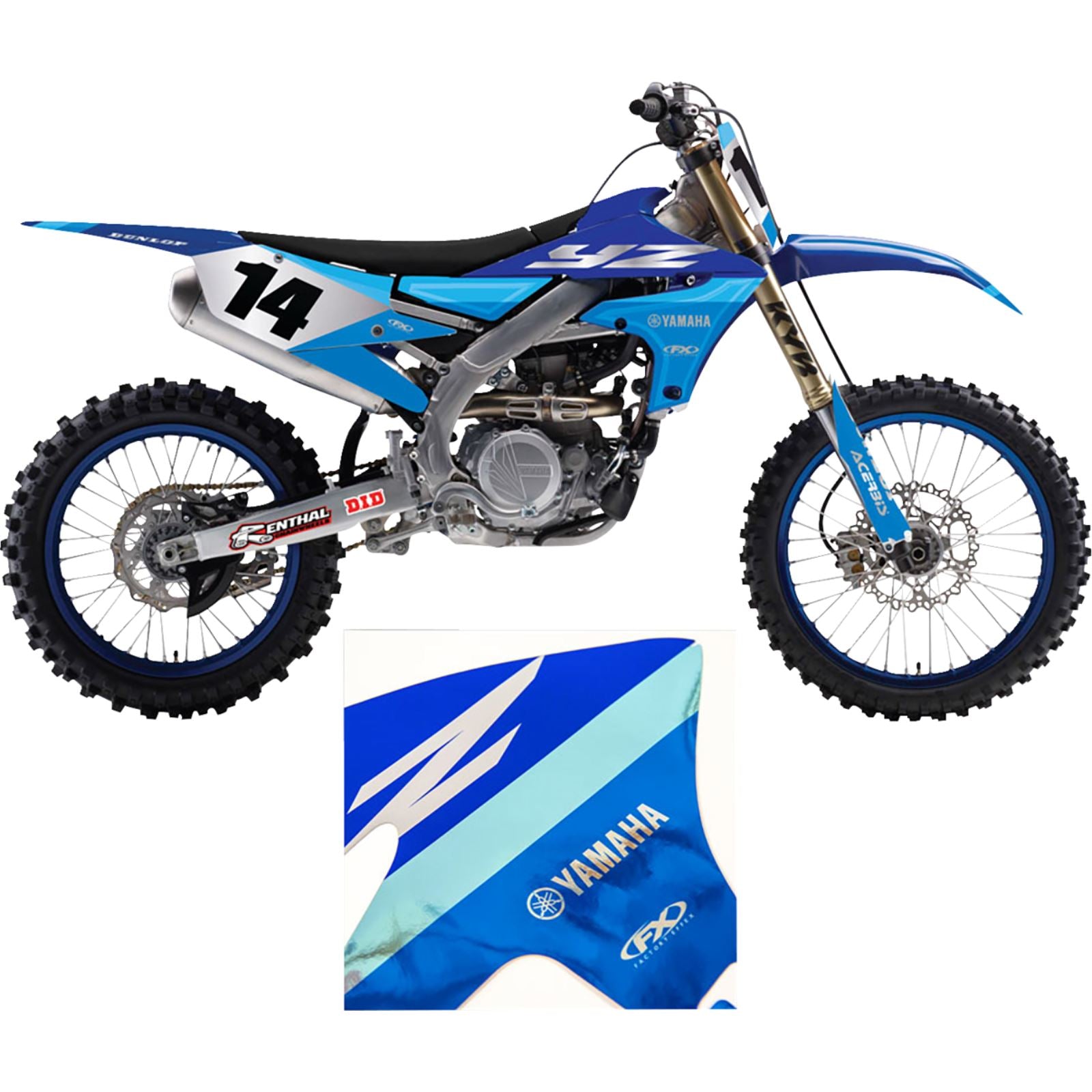 Factory Effex Chrome Series Shroud Graphic Kit for Yamaha YZ250F/YZ450F - Blue/White 27-03210_1444589