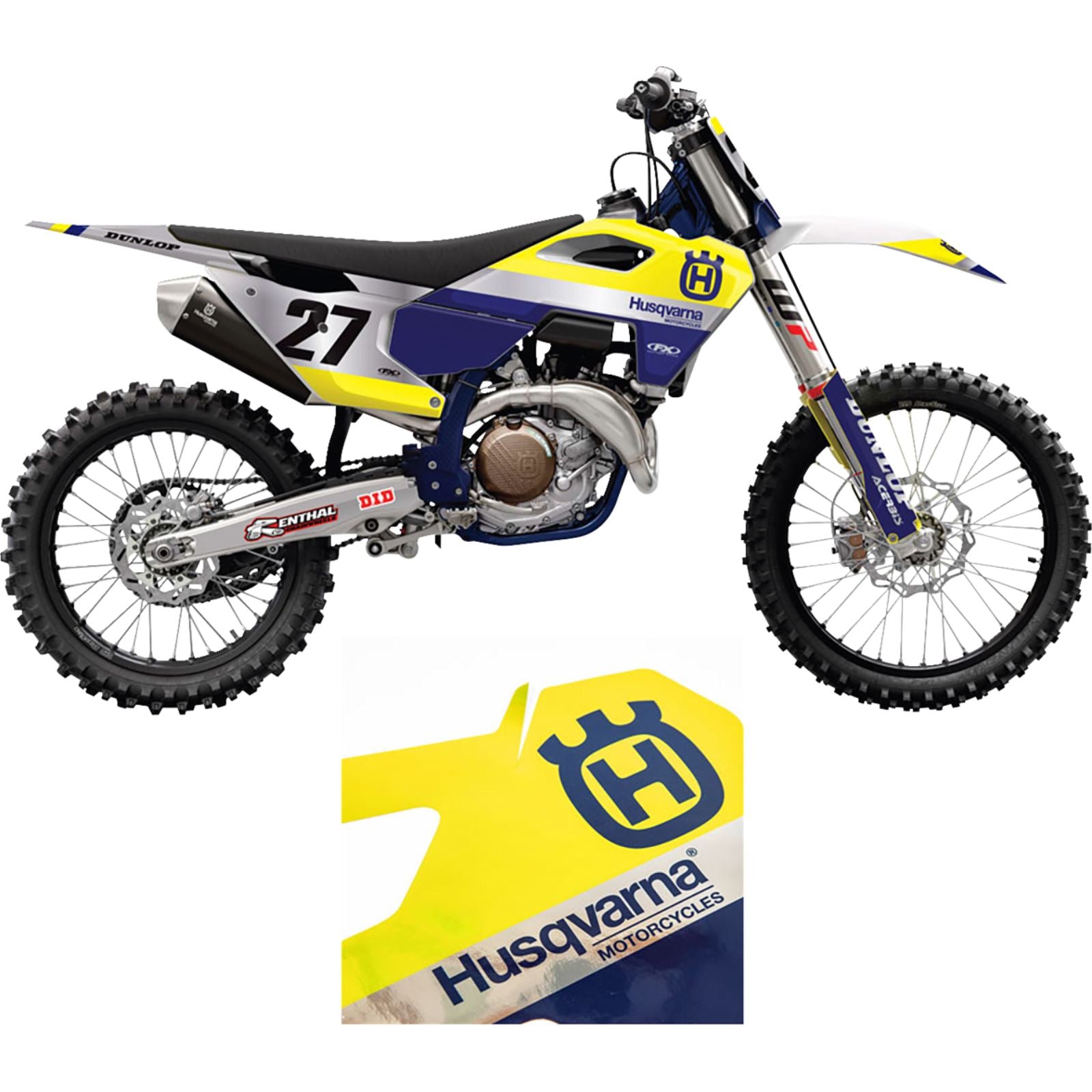 Factory Effex Chrome Series Shroud Graphic Kit for Husqvarna - Blue/White/Yellow 27-03602_1444720