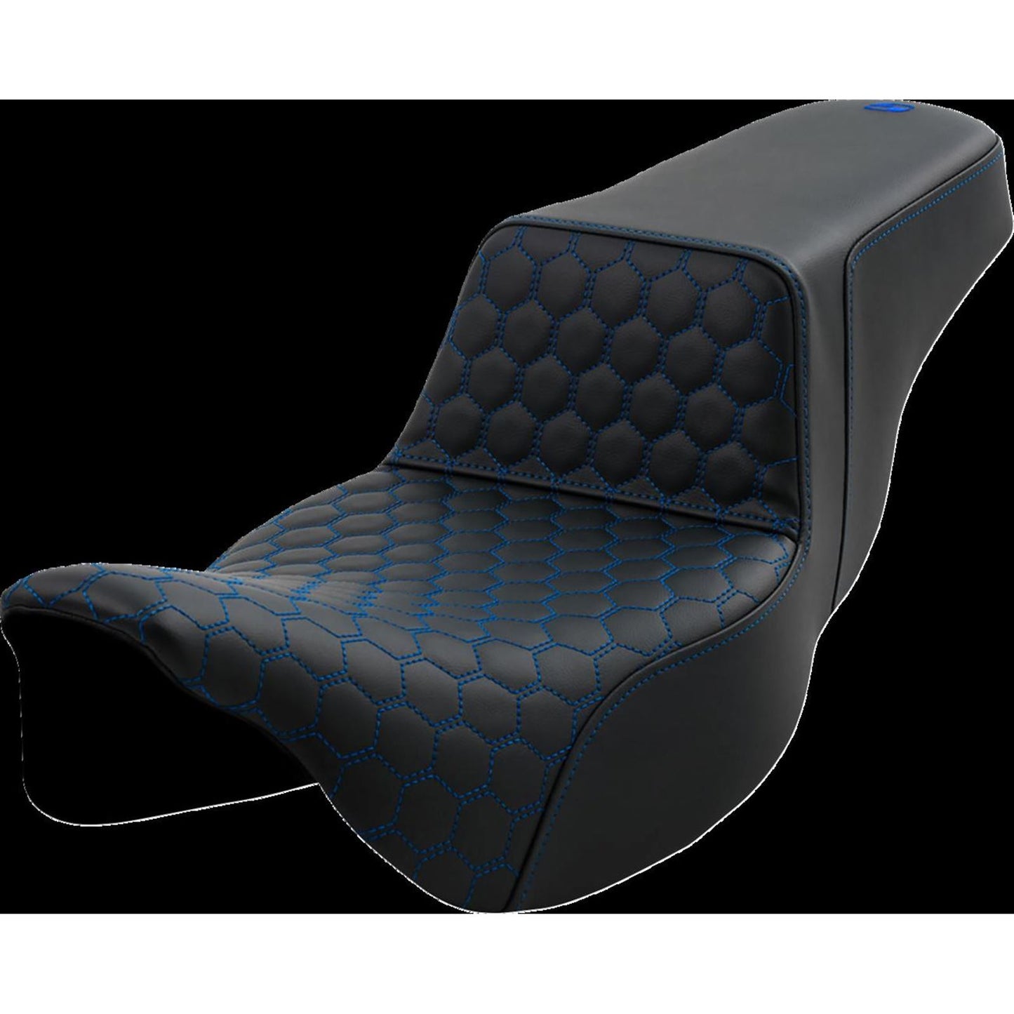 Saddlemen Step-Up Seat - Honeycomb - Extended Reach - Blue Stitching A808-07B-178BLU_1474909
