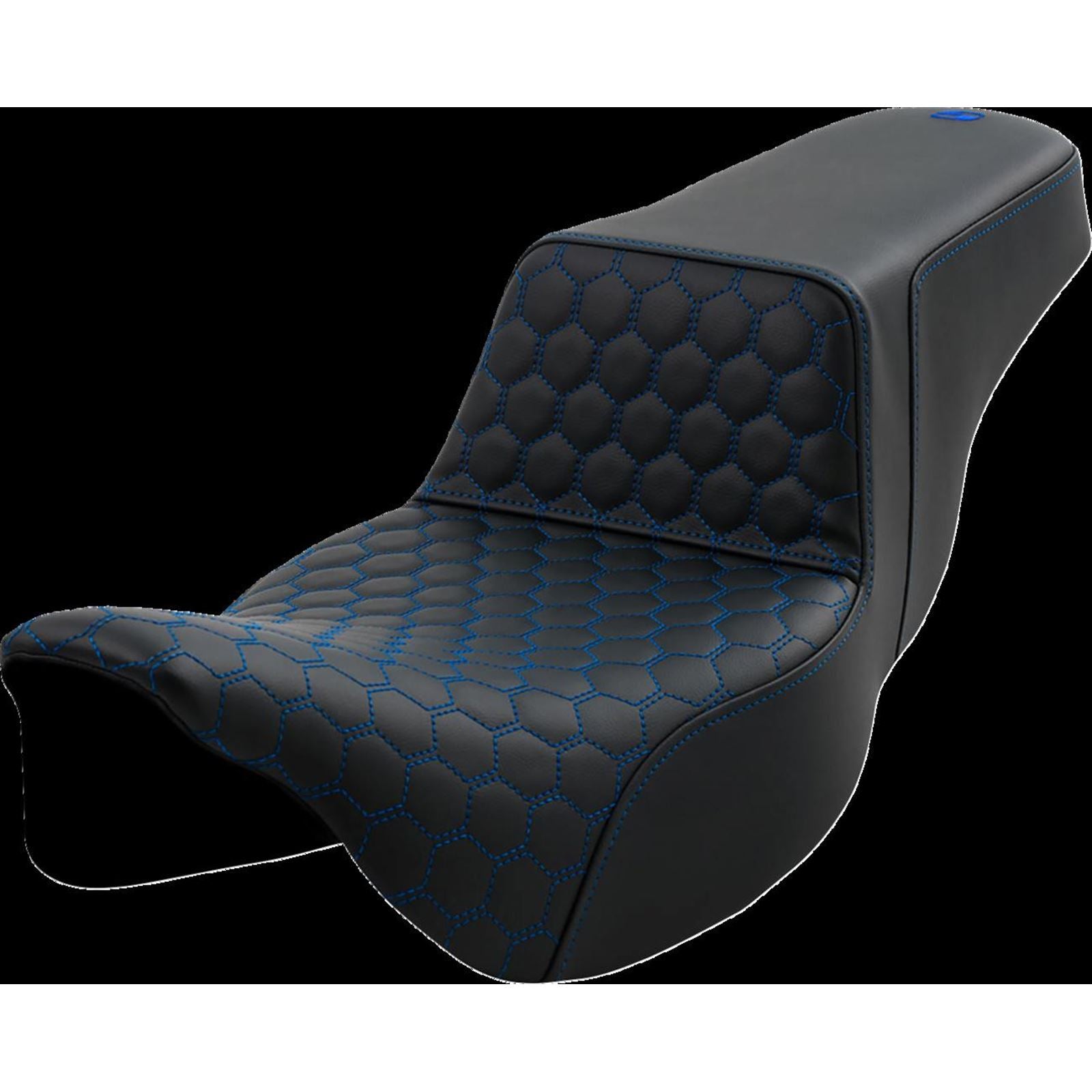 Saddlemen Step-Up Seat - Honeycomb - Extended Reach - Blue Stitching A808-07B-178BLU_1474909