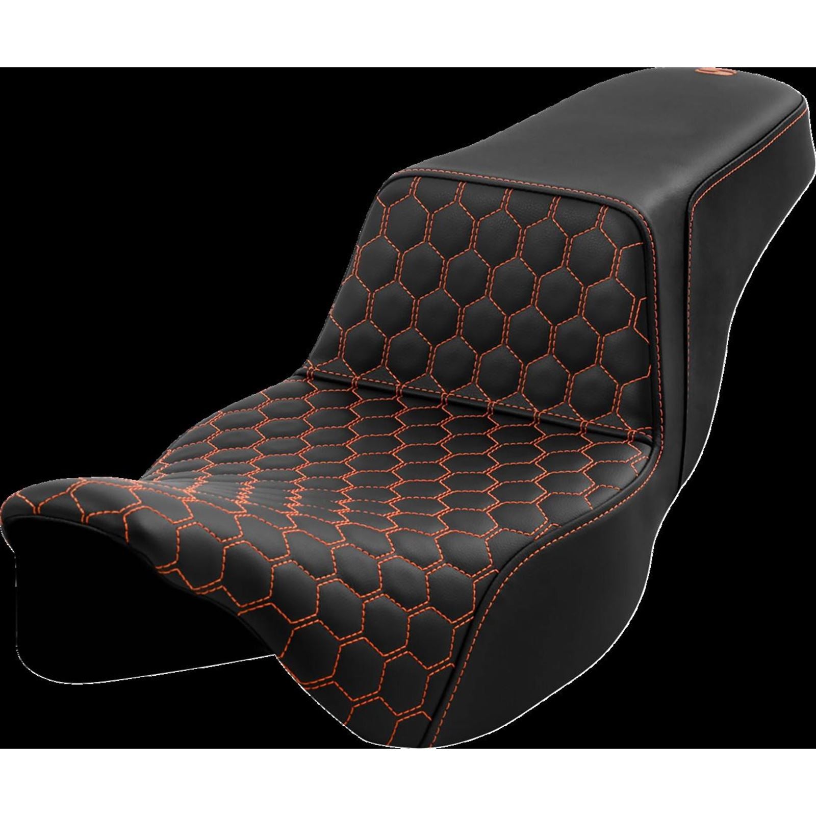 Saddlemen Step-Up Seat - Honeycomb - Extended Reach - Orange Stitching A808-07B-178ORA_1474910