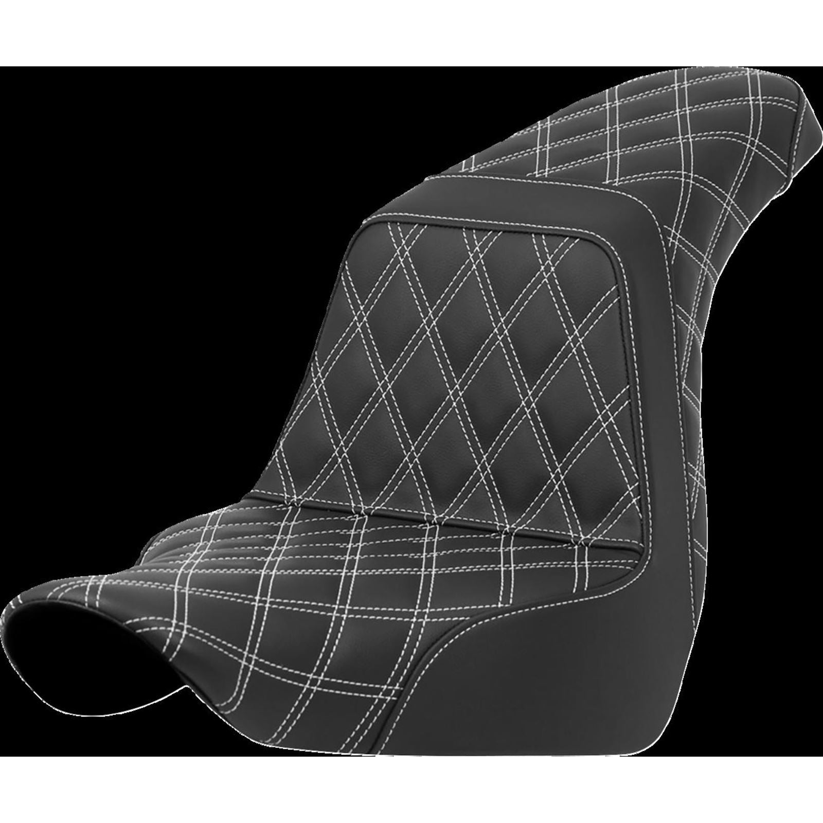 Saddlemen Step-Up Seat - Full Lattice Stitch White Stitch FXLR/FLSB '18-'21 A818-29-175WHI_1427223