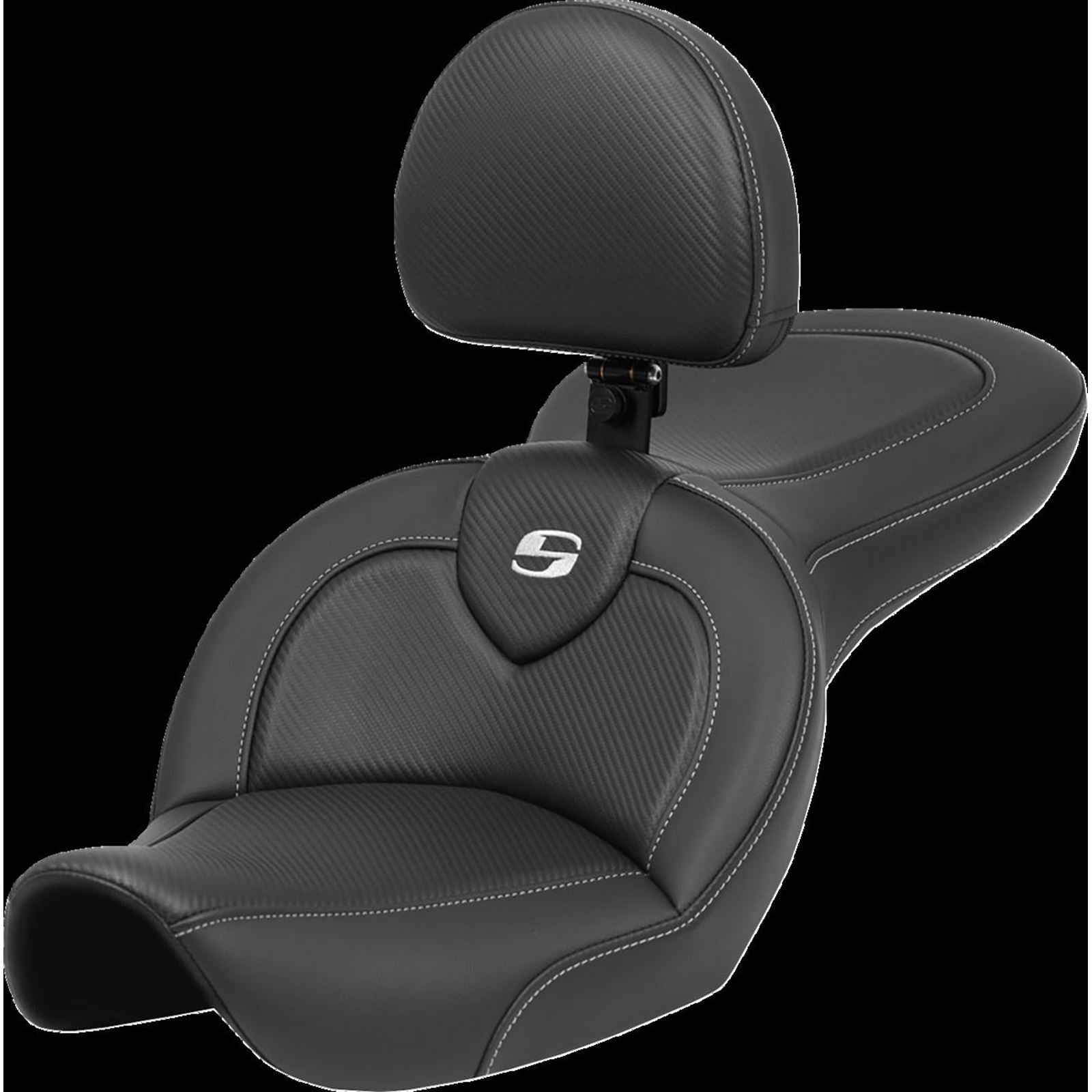 Saddlemen Explorer™ Road Sofa Seat - with Backrest - Carbon Fiber 896-05-185BR_1415590