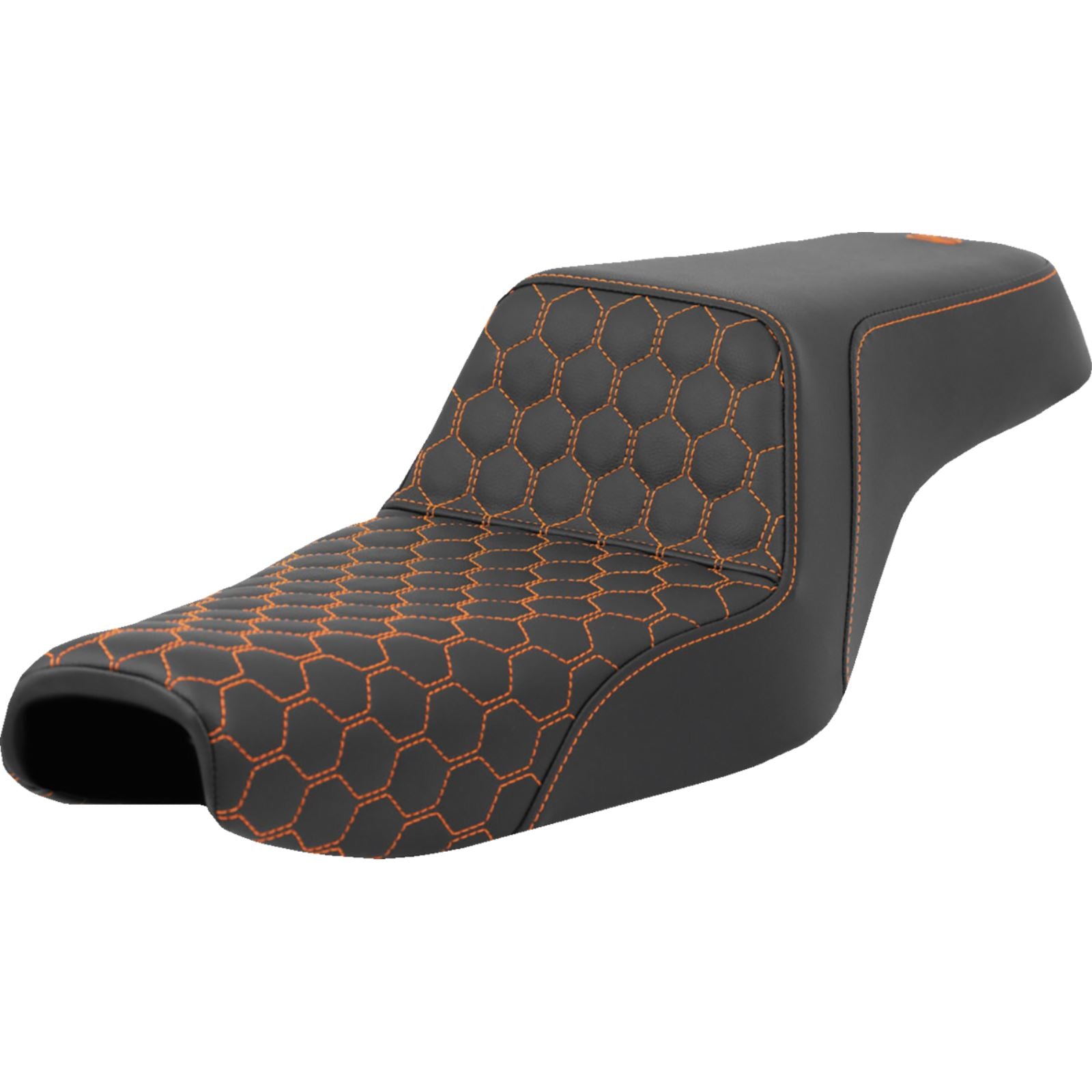 Saddlemen Step-Up Seat - Honeycomb - Orange Stitching - Sportster '04-'21 A807-11-177ORA_1411481