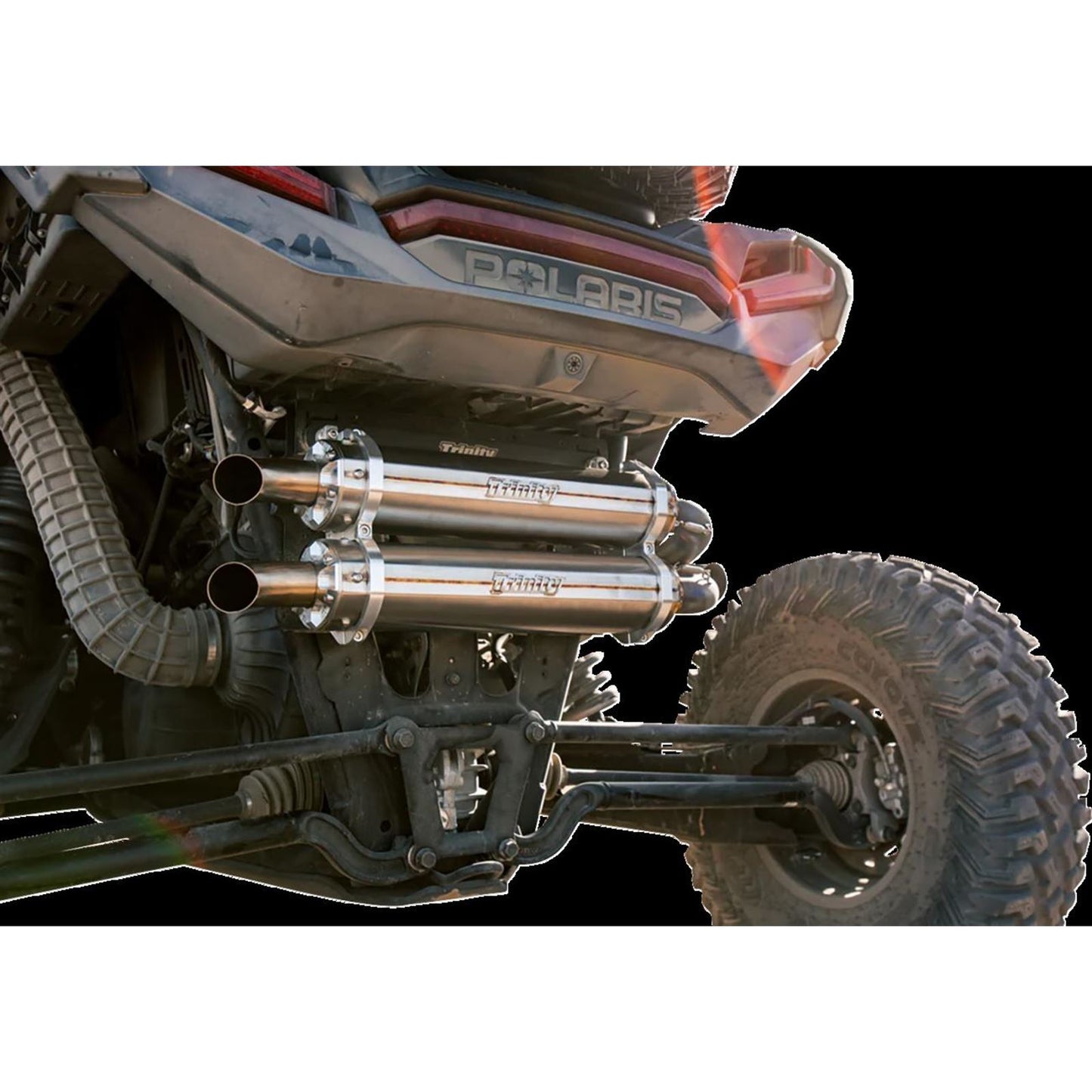Trinity Racing Dual Slip-On Mufflers - Brushed Stainless Steel for Polaris [MPN: TR-4186S-SS]_1415595
