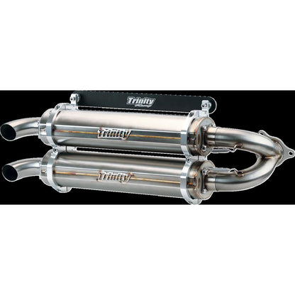 Trinity Racing Dual Slip-On Mufflers - Brushed Stainless Steel for Polaris [MPN: TR-4186S-SS]_1415596