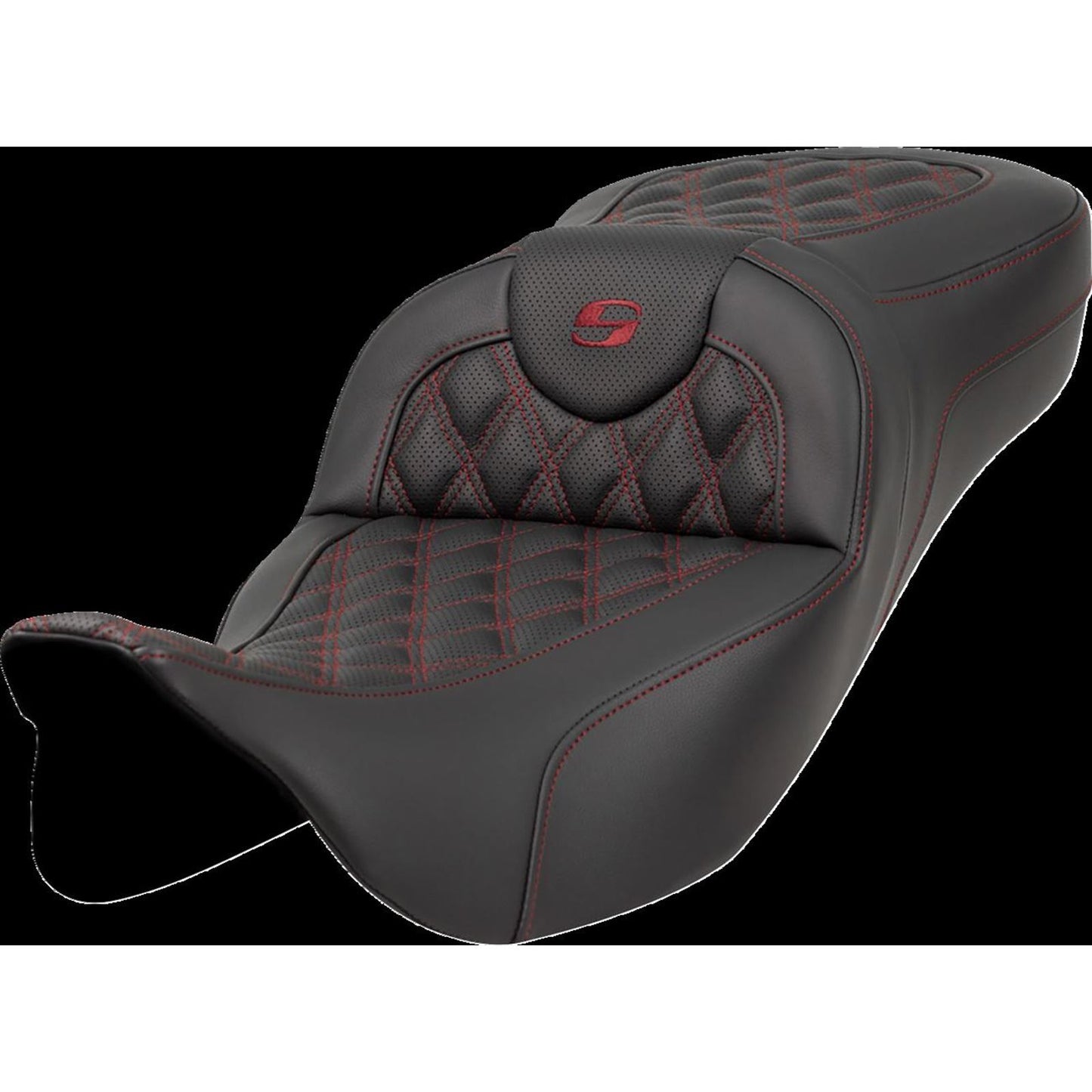 Saddlemen Extended Reach Roadsofa™ Seat - Lattice Stitch - Burgundy Stitch [MPN: A808-07B-184BUR]_1434949