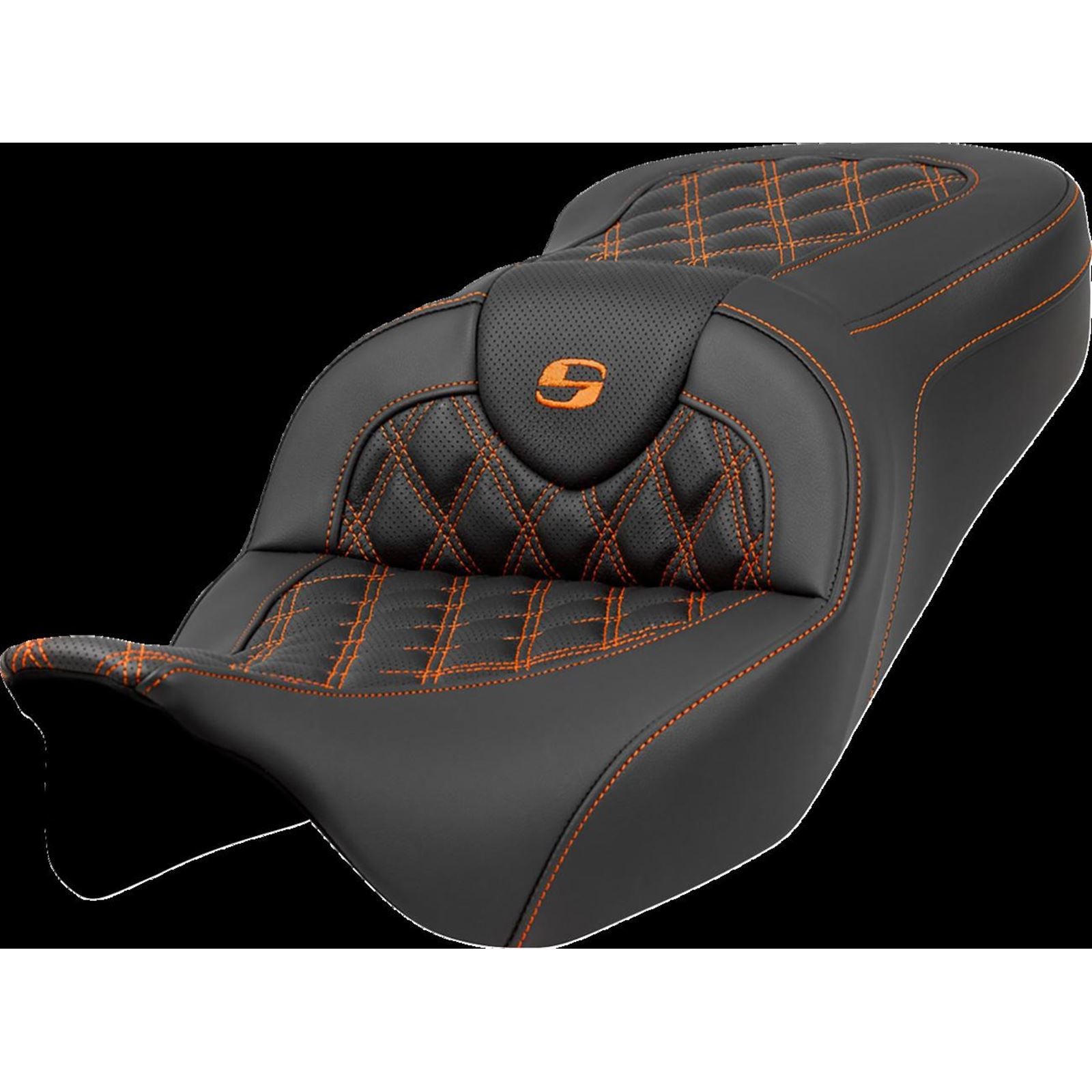 Saddlemen Roadsofa™ Seat - Lattice Stitch - Orange Stitch A808-07B-182ORA_1434953