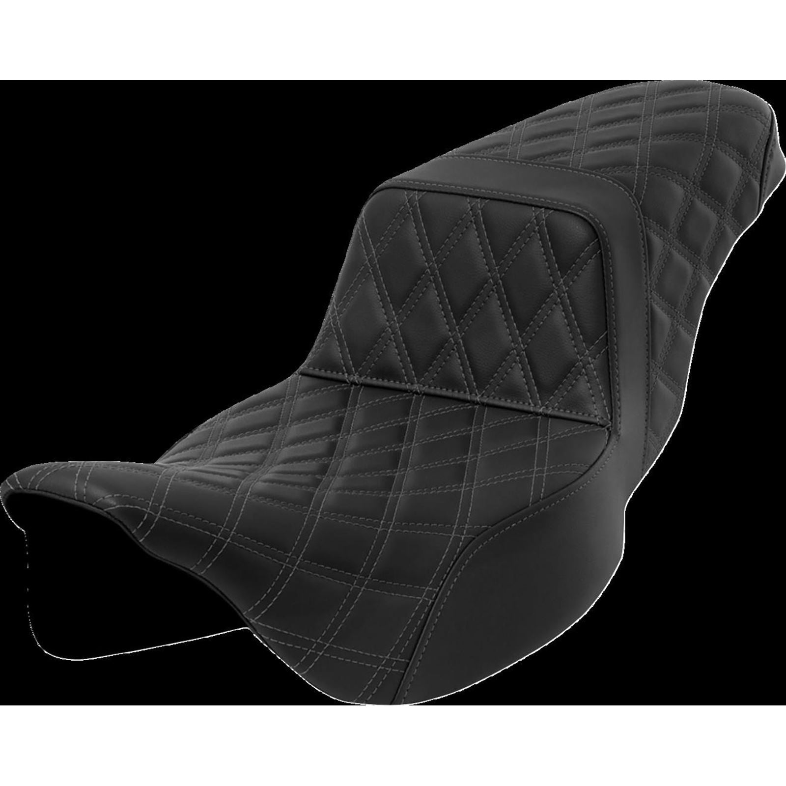 Saddlemen Step-Up Seat - Lattice Stitch - Dark Gray Stitch Extended Reach A808-07E-175GRE_1471399