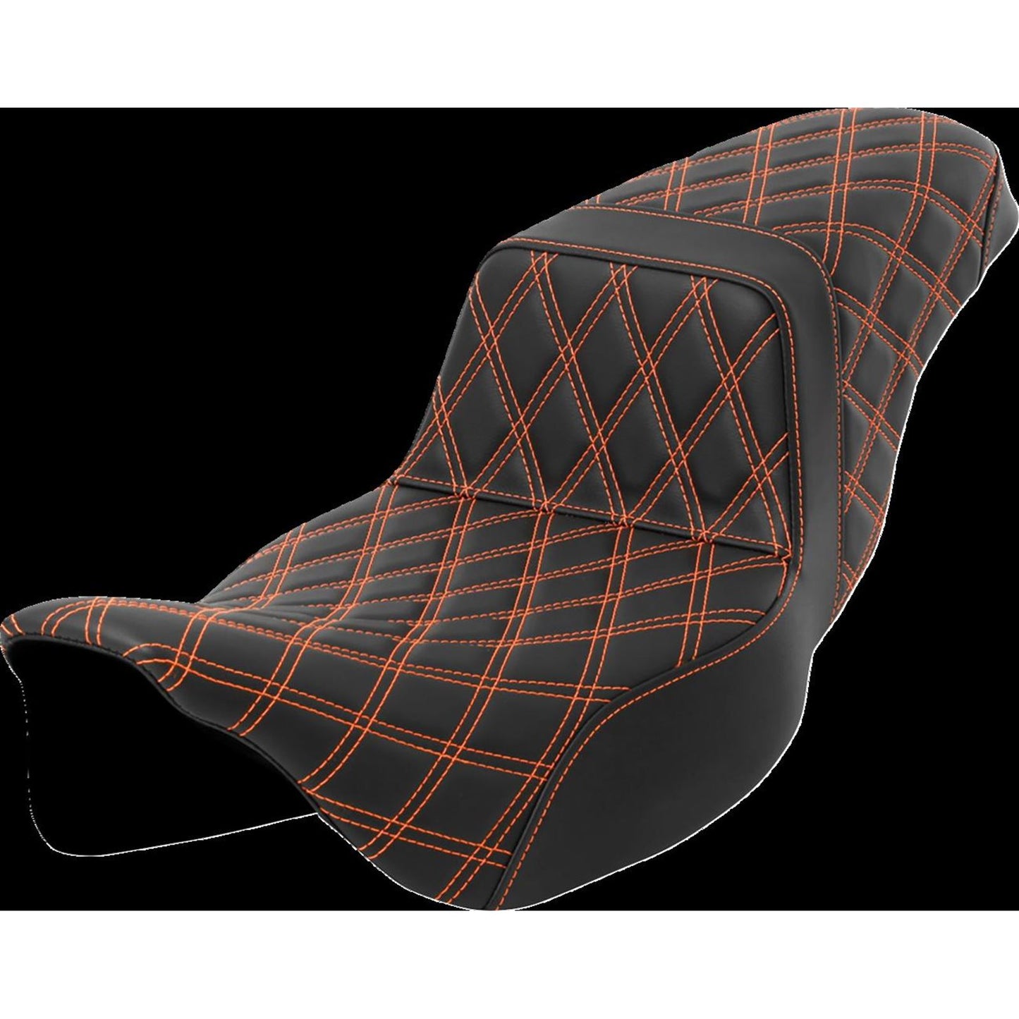 Saddlemen Step-Up Seat - Lattice Stitch - Orange Stitch - Extended Reach A808-07E-175ORA_1471400