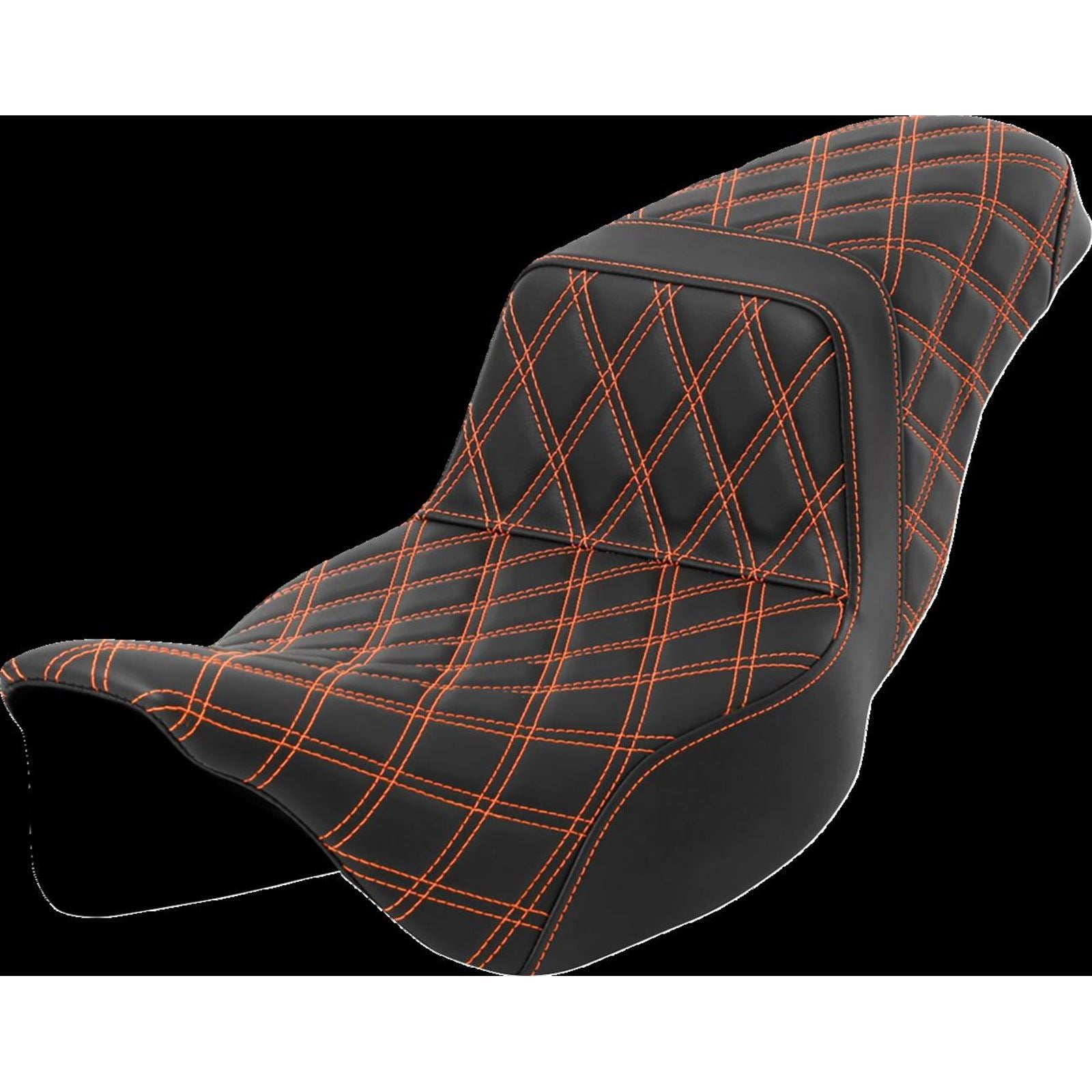 Saddlemen Step-Up Seat - Lattice Stitch - Orange Stitch - Extended Reach A808-07E-175ORA_1471400
