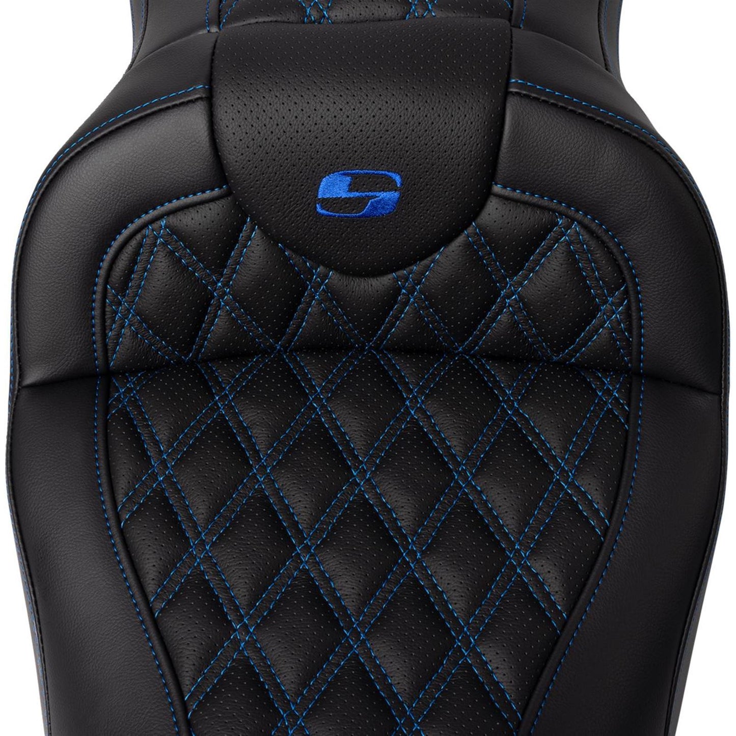 Saddlemen Roadsofa™ Seat - with Backrest - Blue Stitch - FL '08-'23 A808-07R-182BLU_1490061
