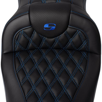 Saddlemen Roadsofa™ Seat - with Backrest - Blue Stitch - FL '08-'23 A808-07R-182BLU_1490061