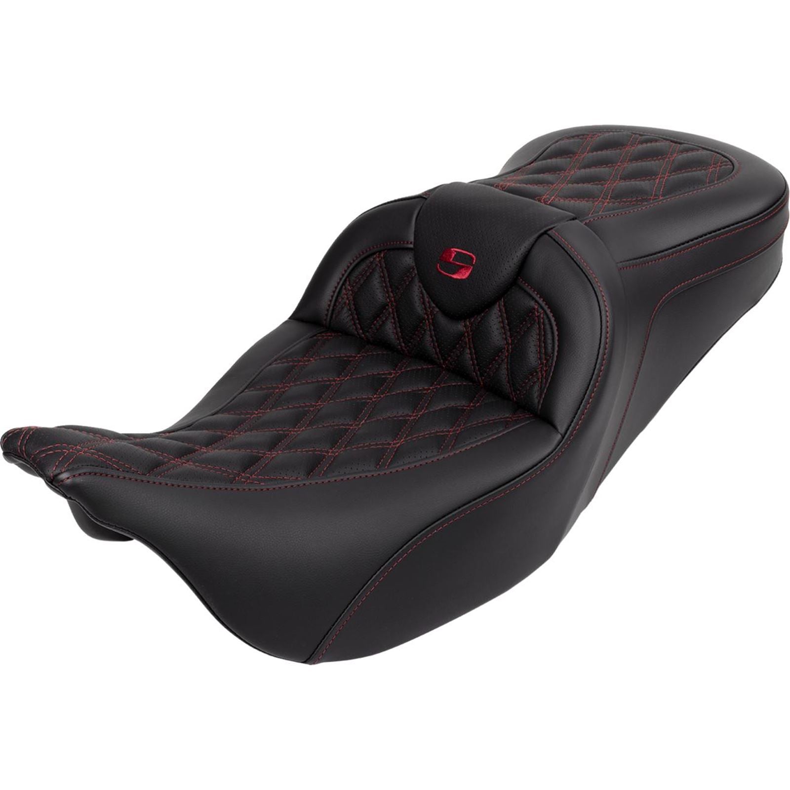 Saddlemen Roadsofa™ Seat - with Backrest - Wine Berry Stitch - FL '08-'23 A808-07R-182BUR_1485746